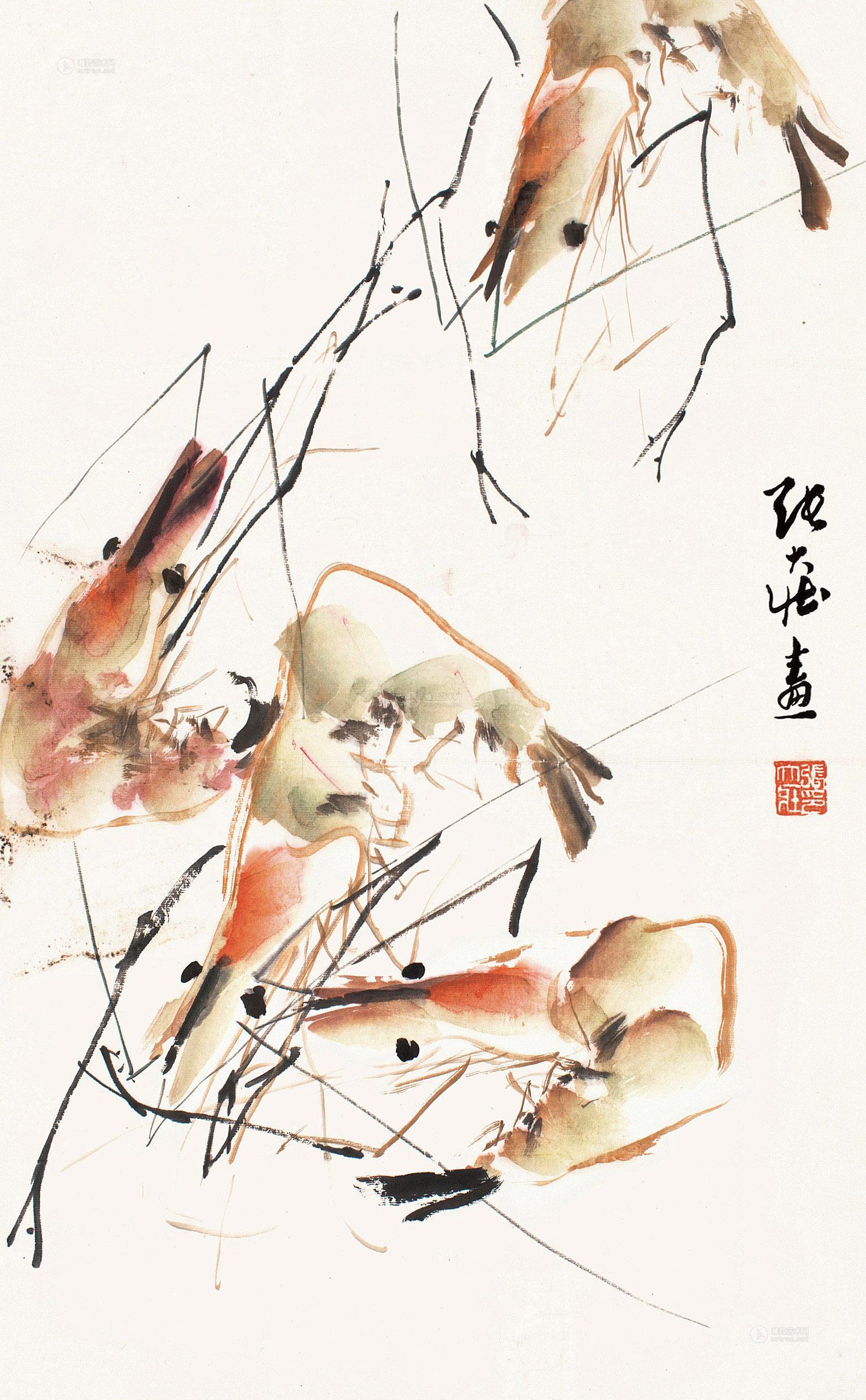 0495青虾立轴设色纸本