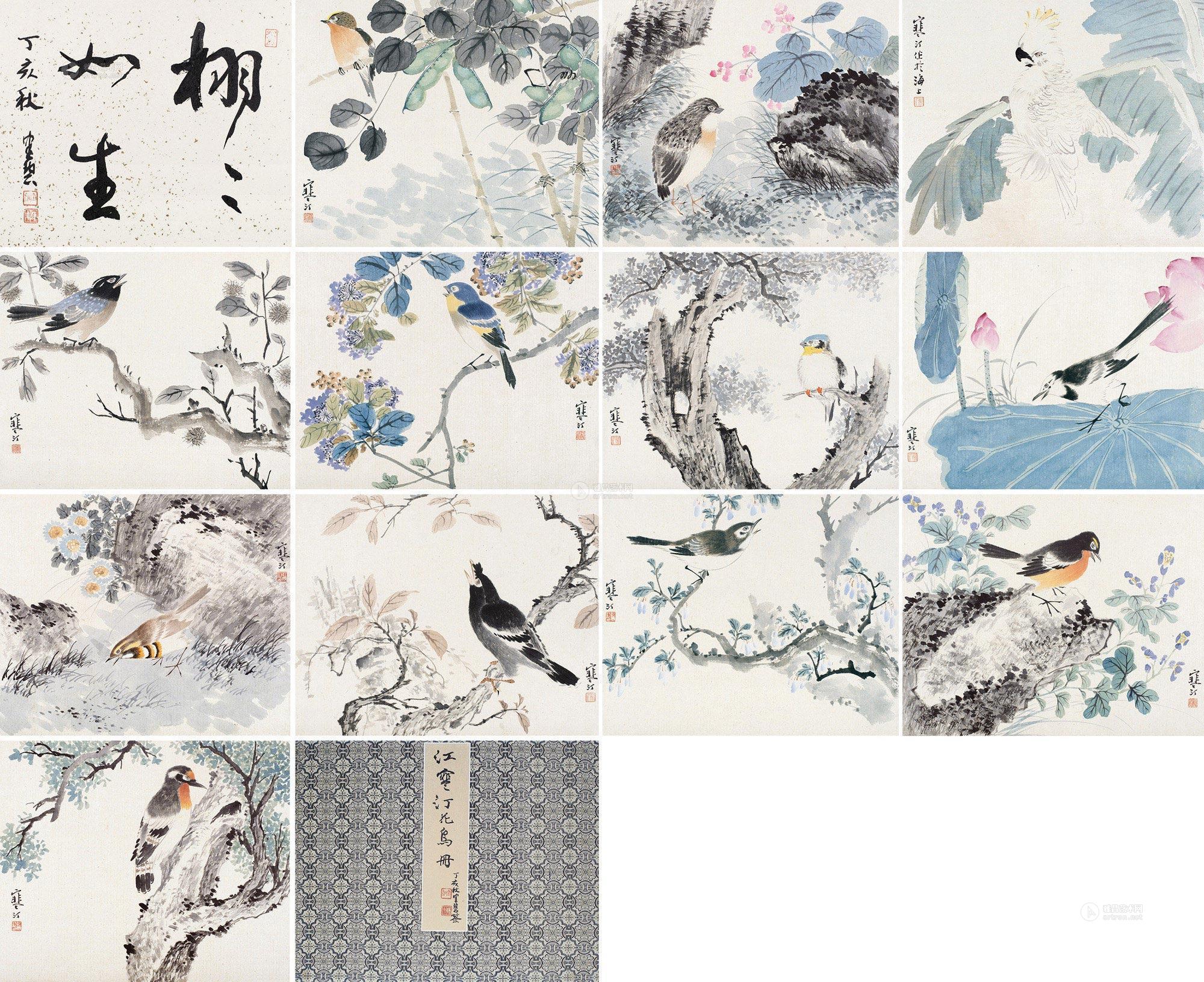 1341 花鸟册 册页 (十二开) 设色纸本