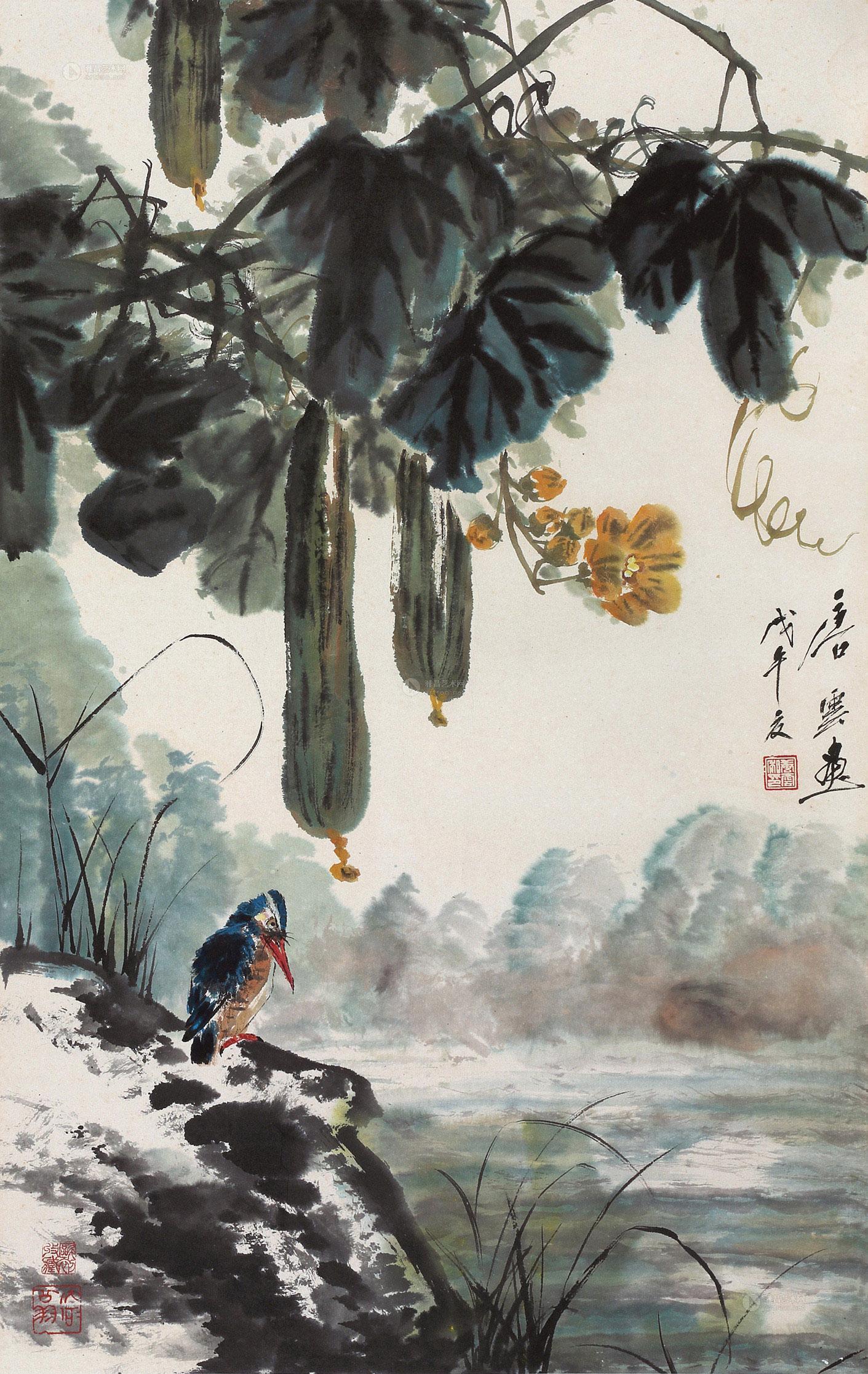 0744 1978年作 池塘小景 镜心 设色纸本