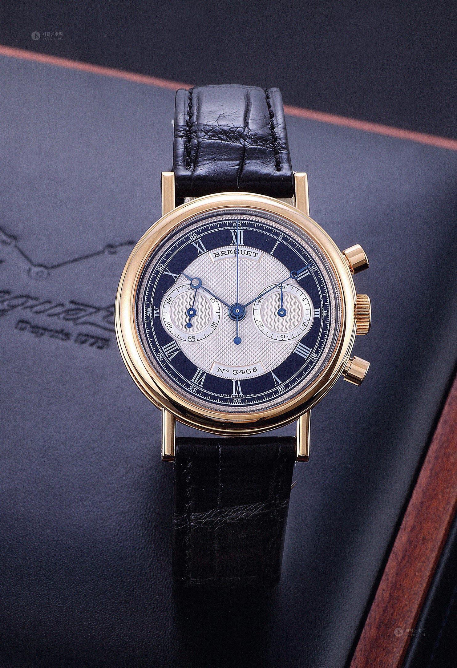 【宝玑 "经典系列 - chronograph" 非常精细 18k黄金 手动上链 计时码