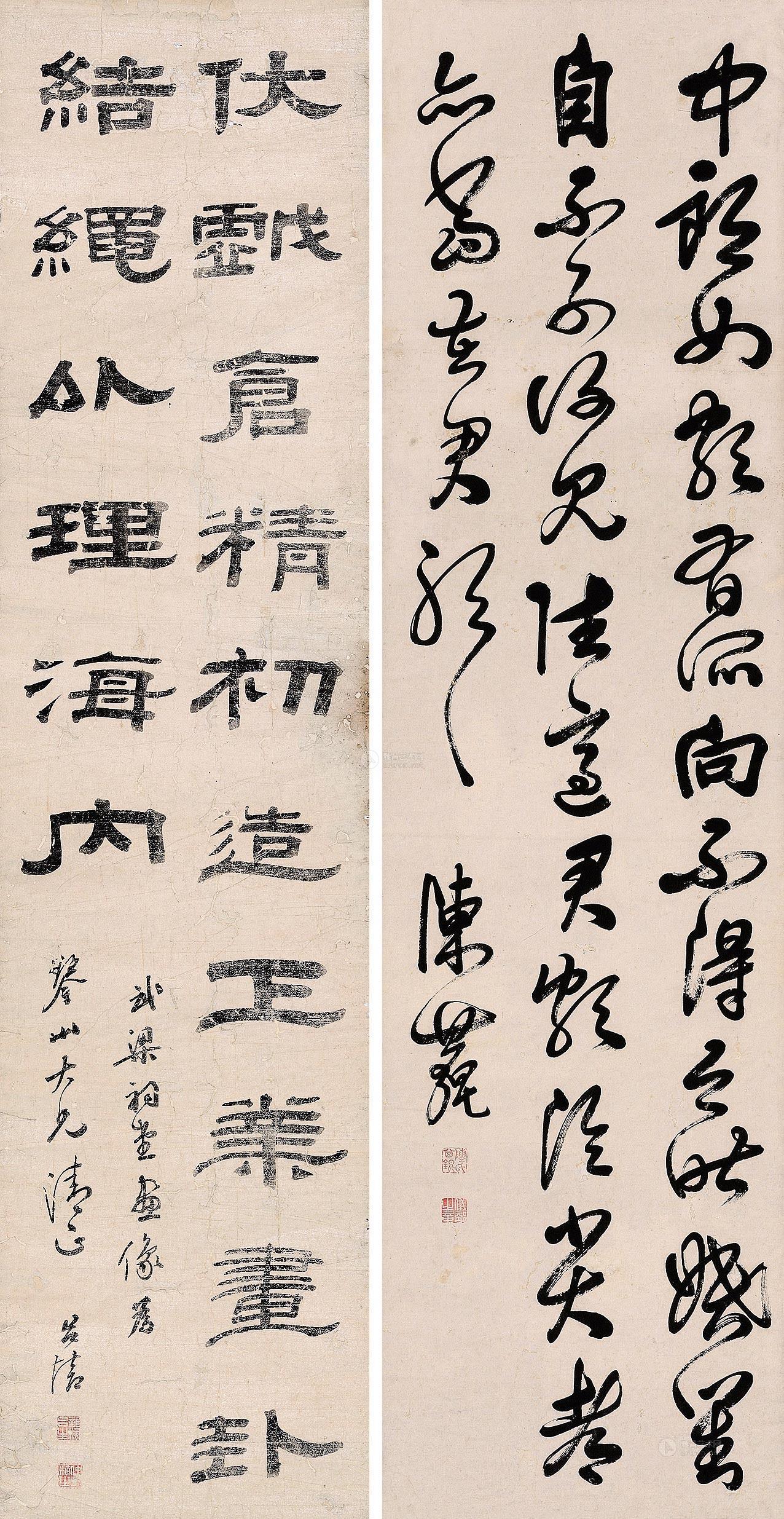 0333 节临王羲之《中郎女帖》 隶书节《武梁祠堂画像》 立轴/镜心