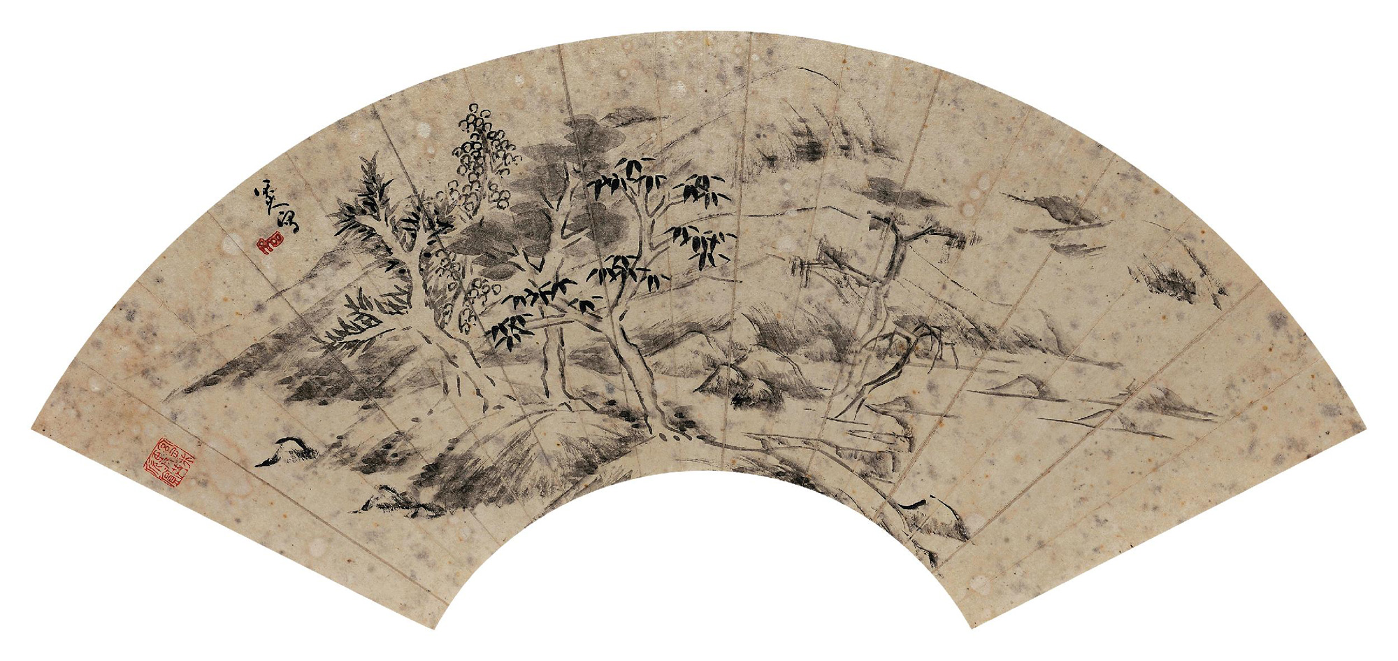 【疏林图 扇面 水墨纸本】拍卖品_图片_价格_鉴赏_绘画_雅昌艺术品拍