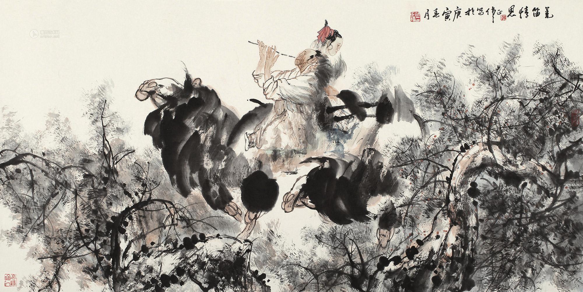 1059庚寅2010年作羌笛情思镜心设色纸本