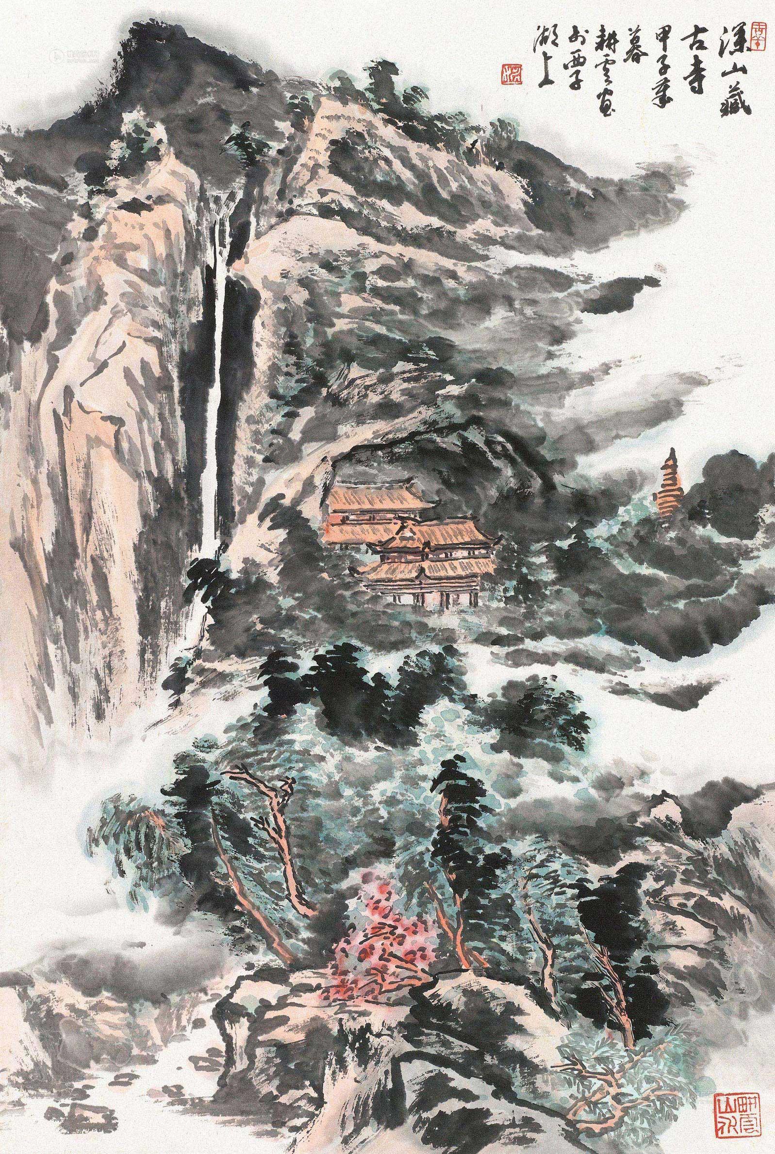 深山古寺国画图片