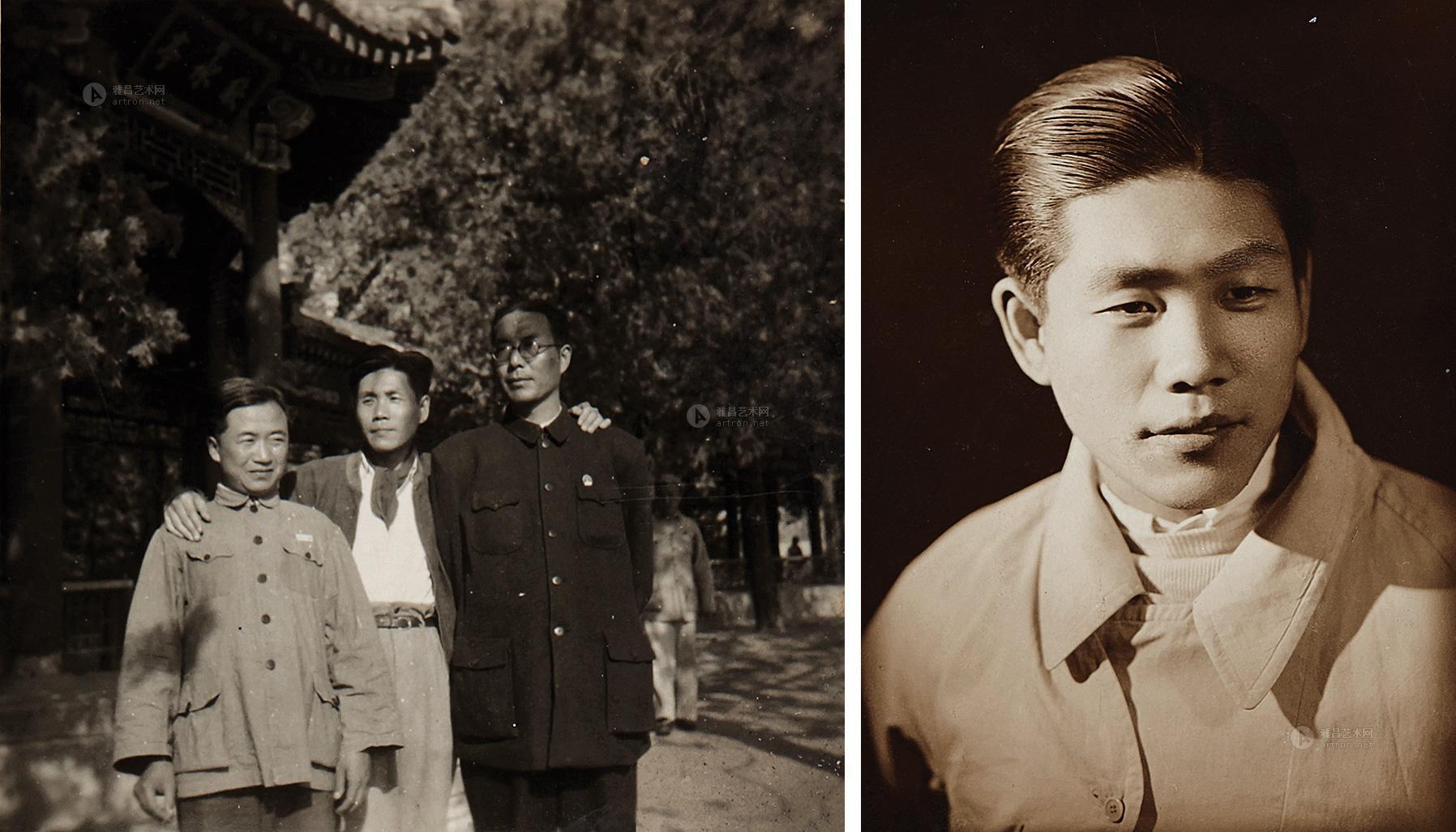 0454 端木蕻良,李微含等 银盐签名照片 两张