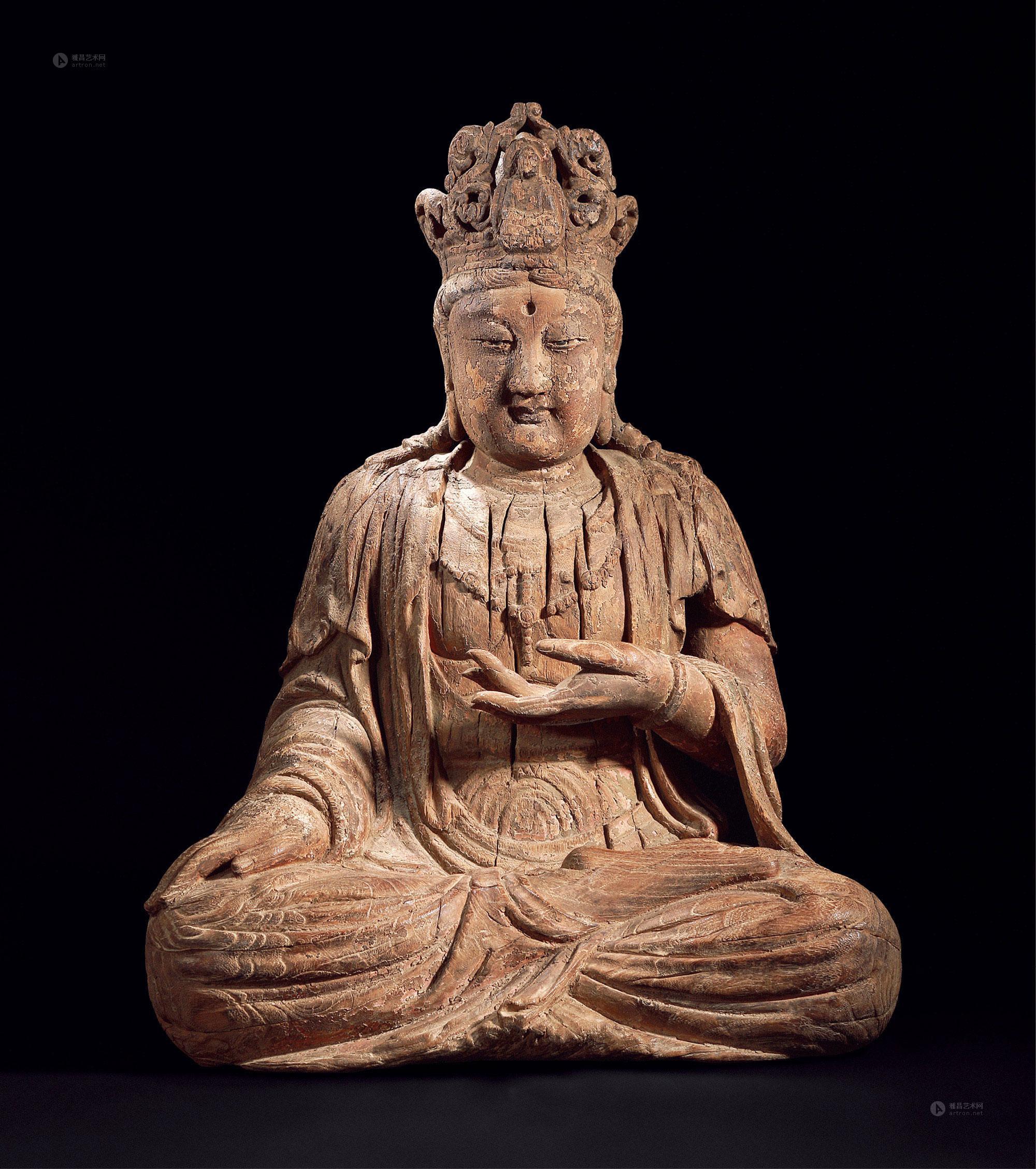 0578元明木雕观音座像