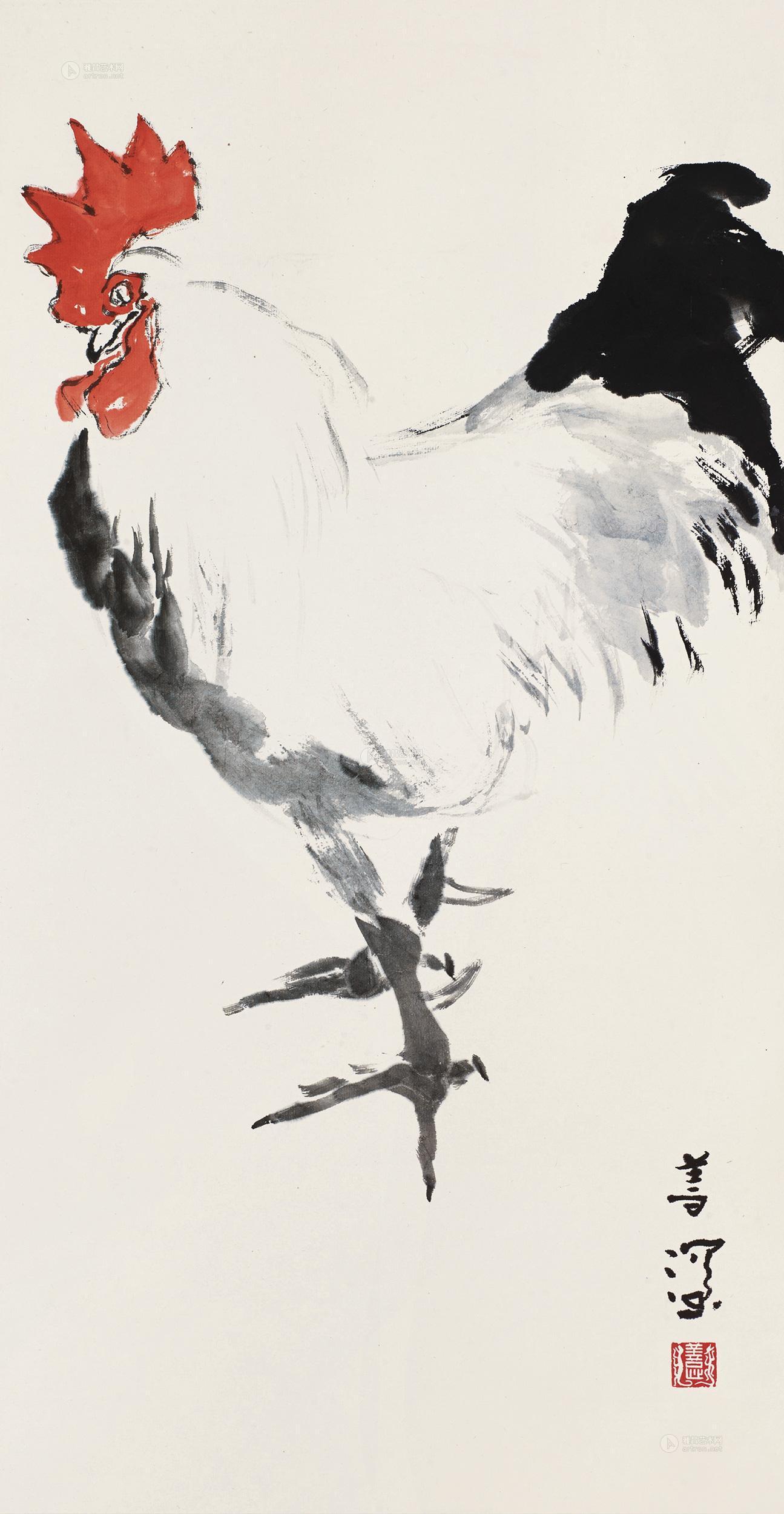【雄鸡 立轴 设色纸本】拍卖品_图片_价格_鉴赏_绘画_雅昌艺术品拍卖