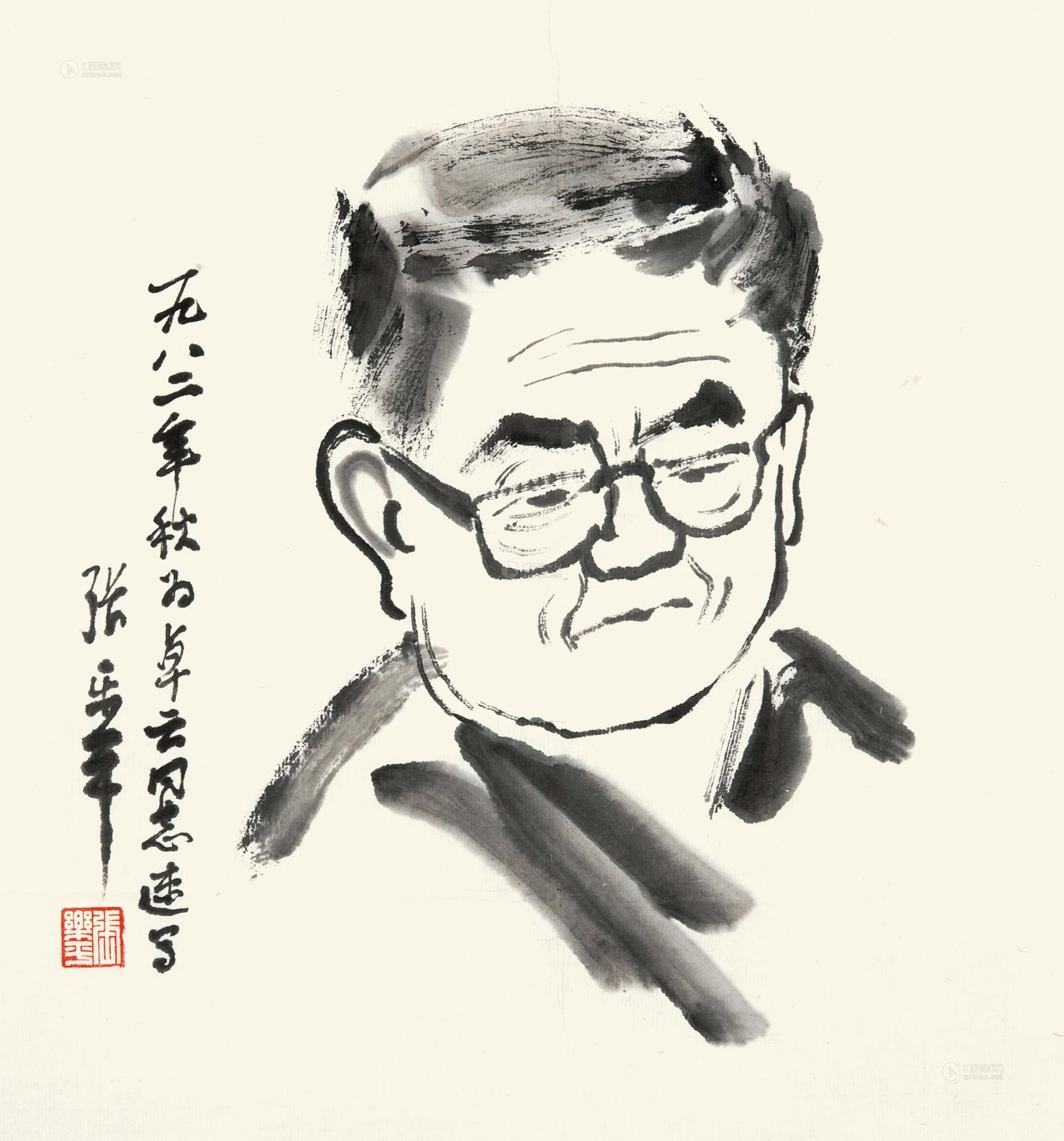 0808 自画像 镜片 水墨纸本