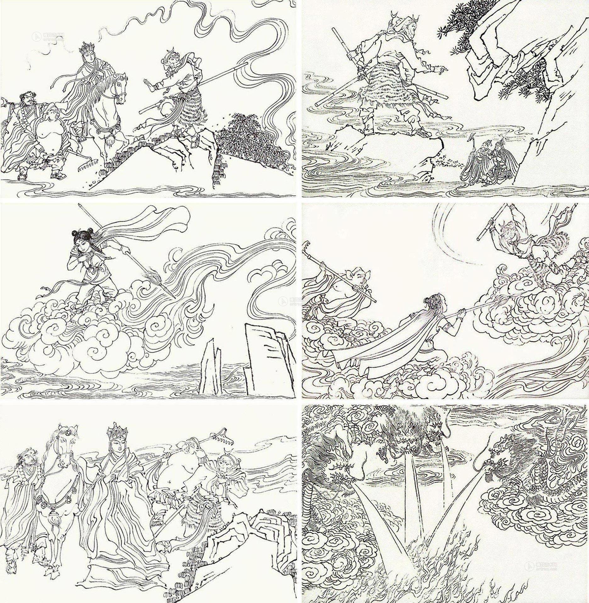 0247 《西游记-火云洞》 (八十六帧选六) 镜片 水墨纸本