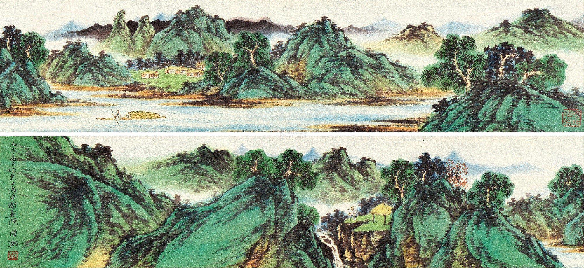 0222青绿山水手卷设色纸本
