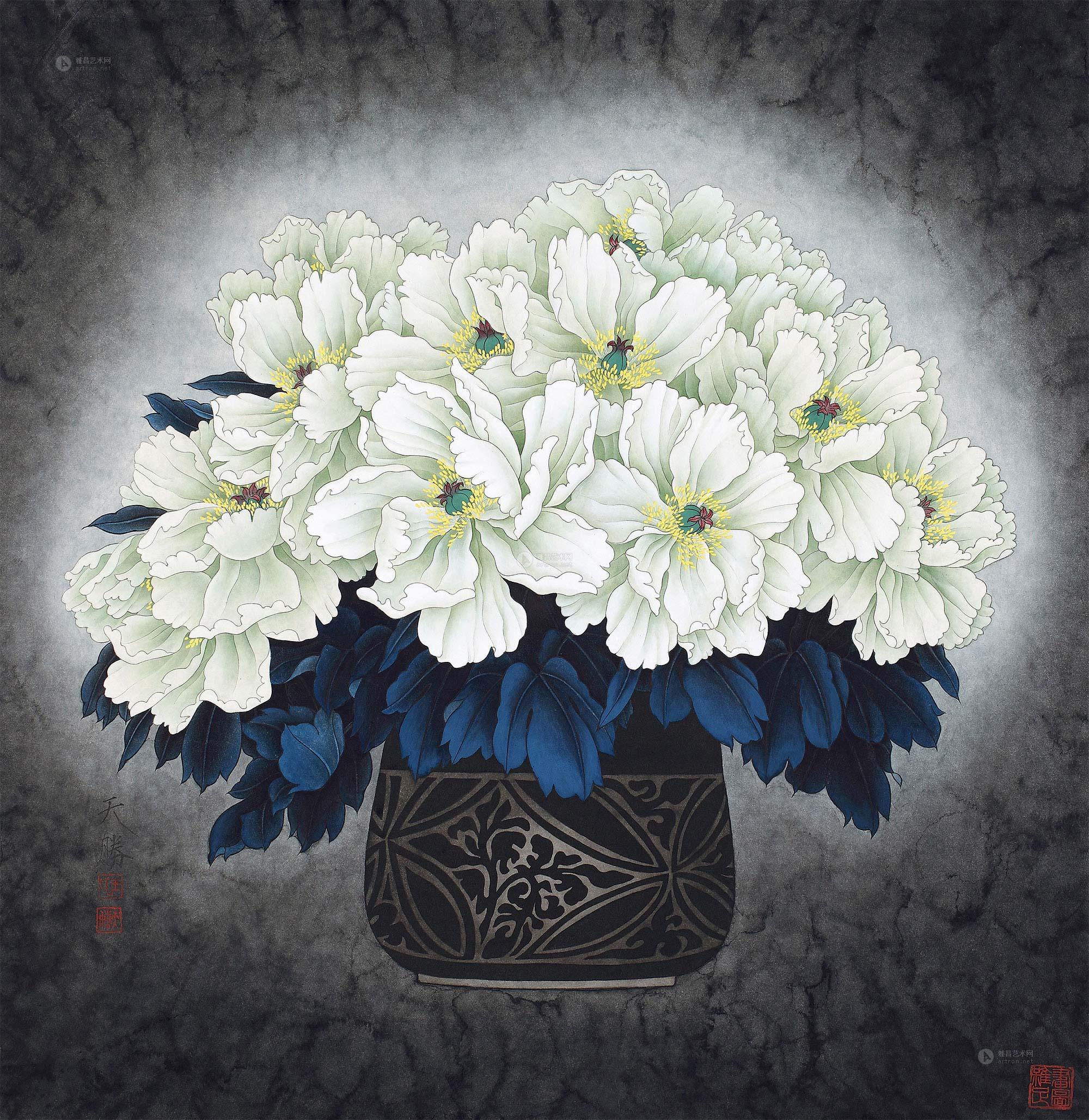 【工笔牡丹 镜片 设色纸本】拍卖品_图片_价格_鉴赏_绘画_雅昌艺术品