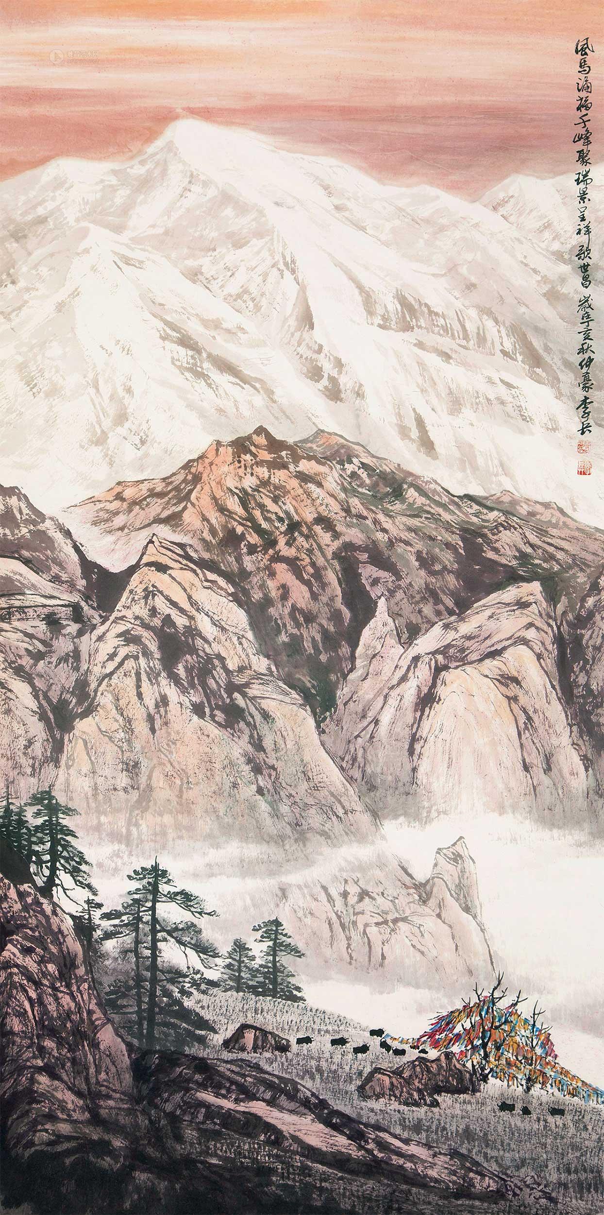 00872007年作雪山镜心设色纸本