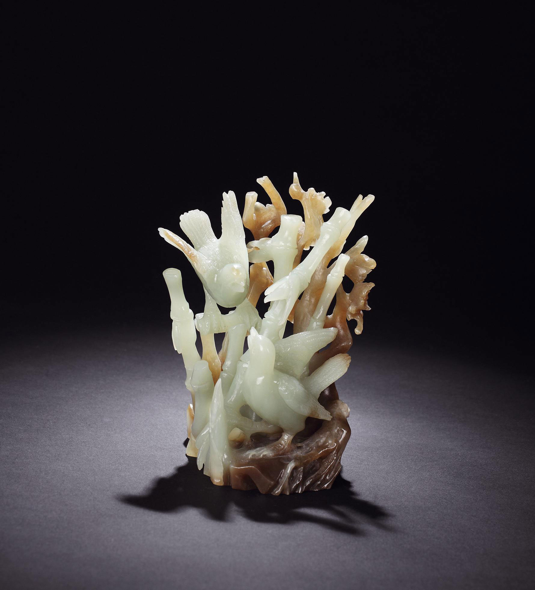 0624清玉雕花鸟摆件