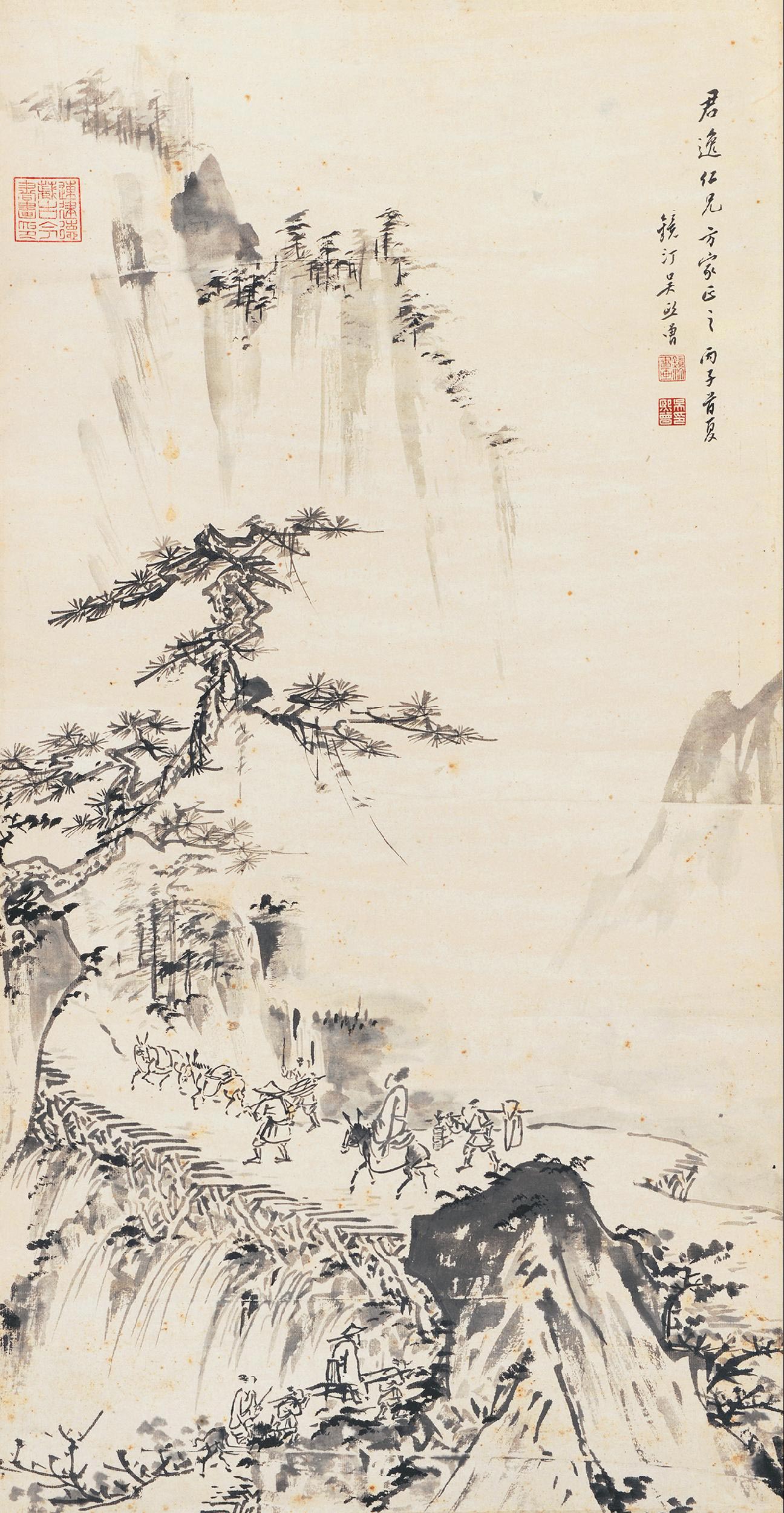 3108深山访友立轴水墨纸本