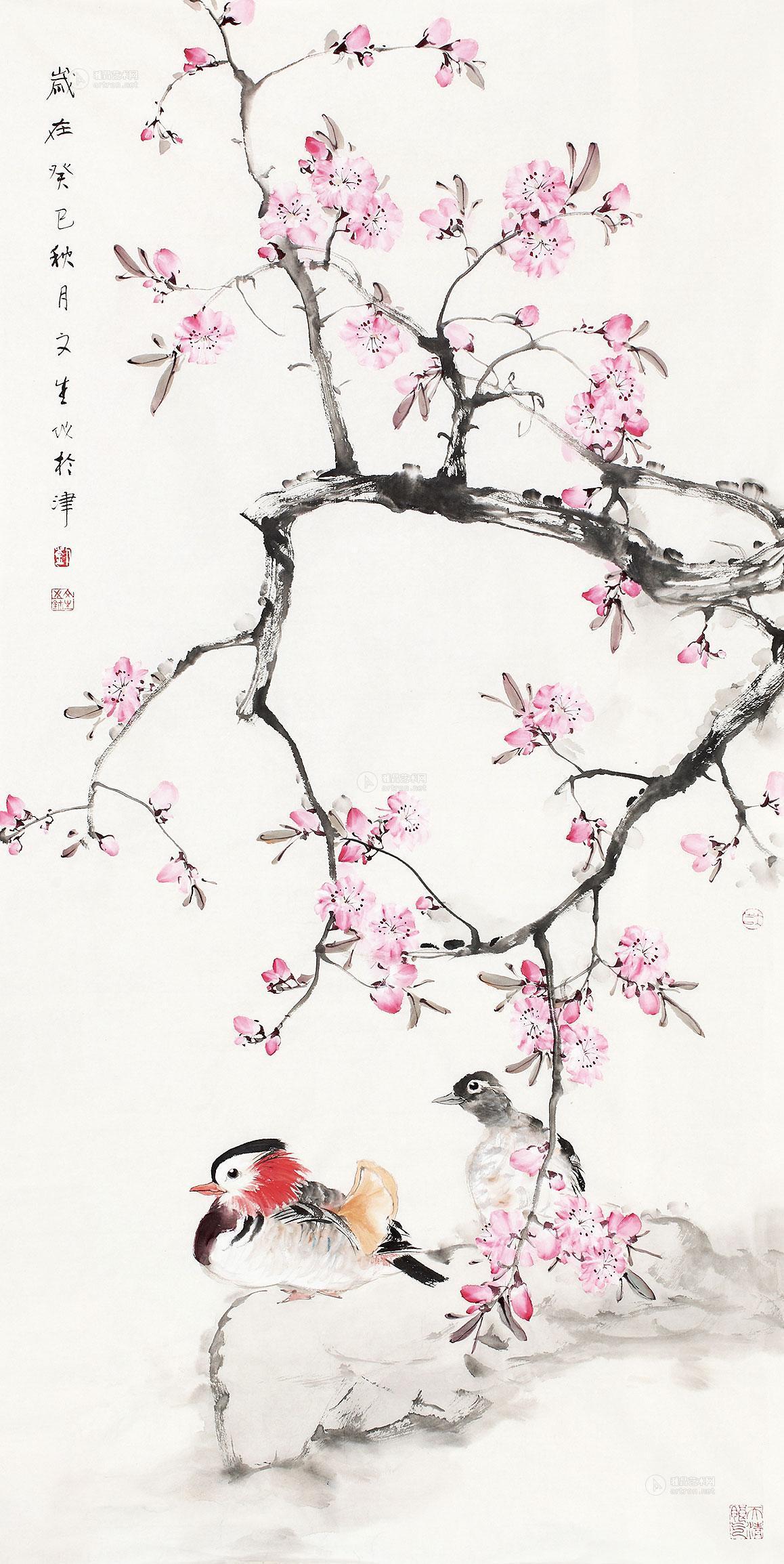 02312003年作桃花鸳鸯软片设色纸本