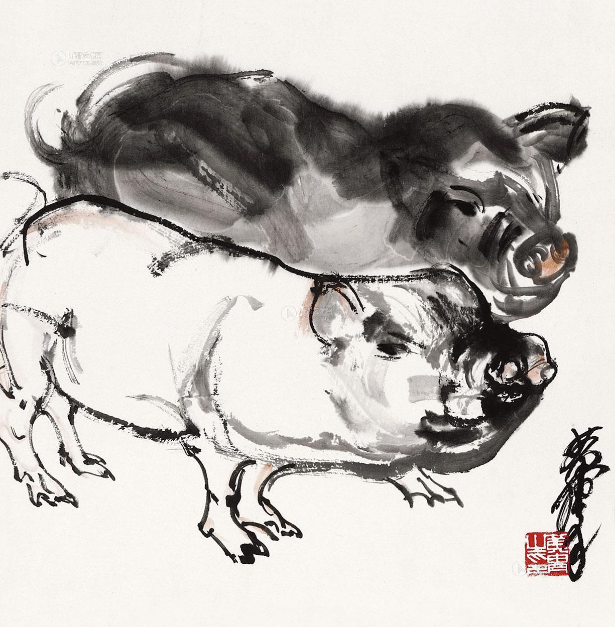 国画写意猪的画法图片
