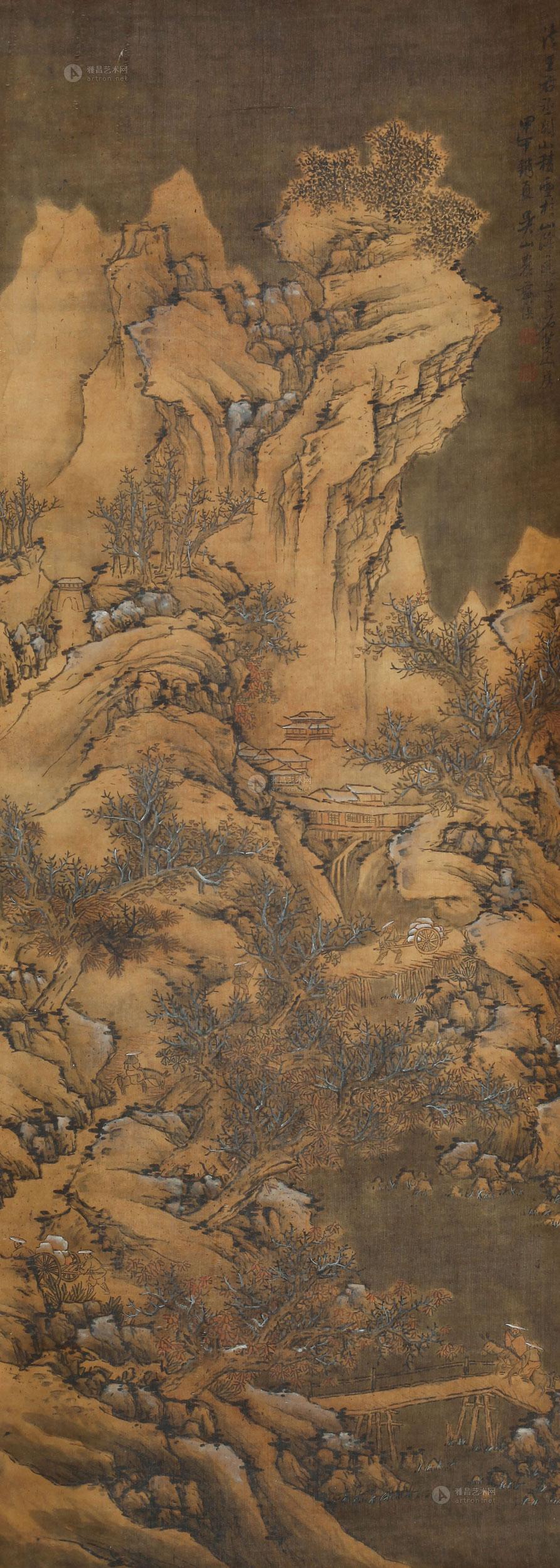 4060盘车图立轴绢本设色