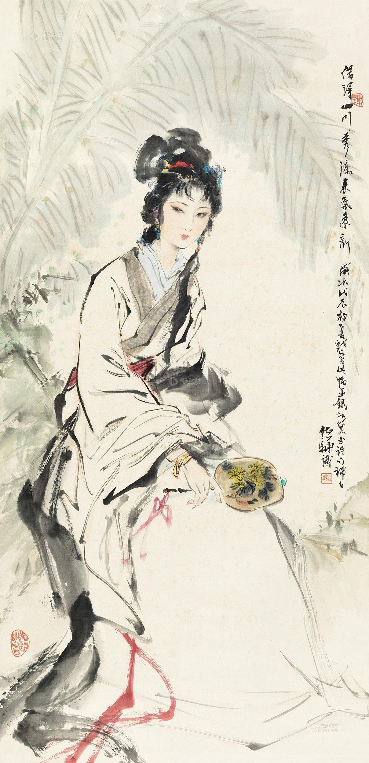 0885 1988年作 林黛玉像 立轴 纸本