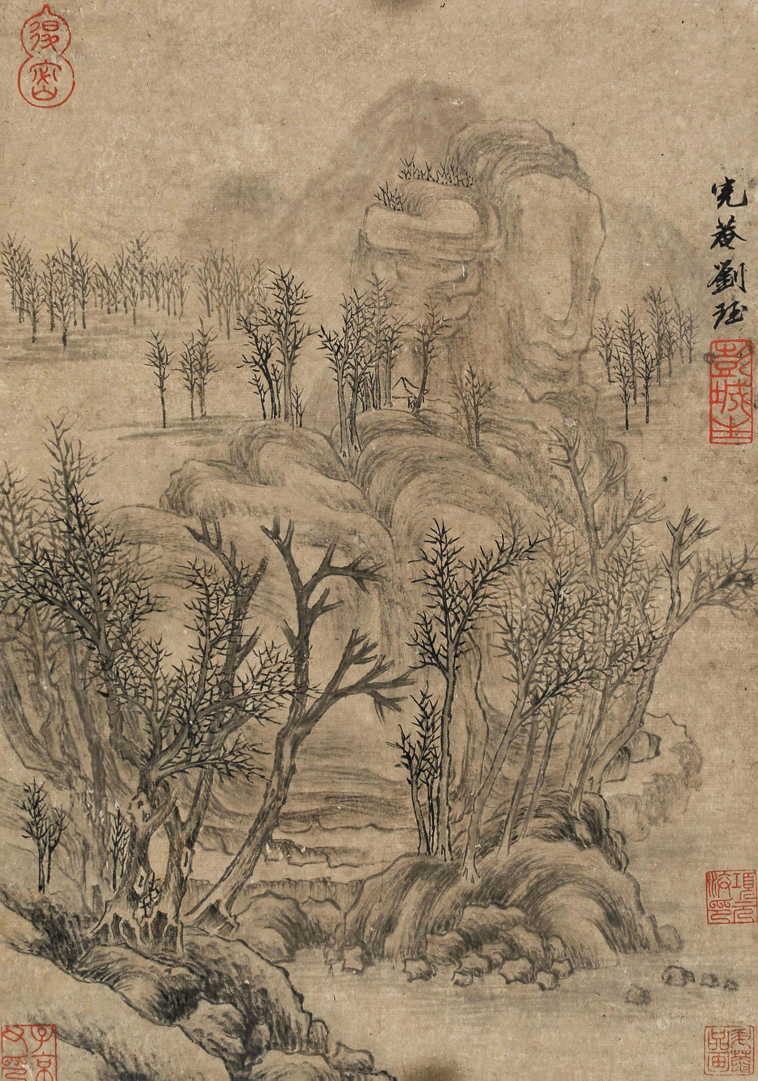 0531寒林图镜心水墨纸本