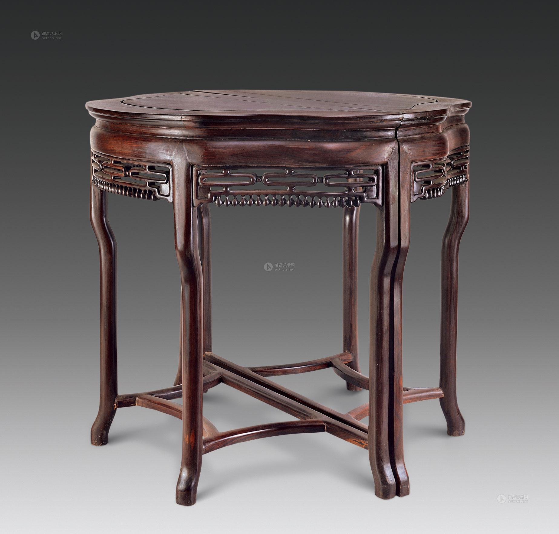 6007清末民国红木月牙桌成对