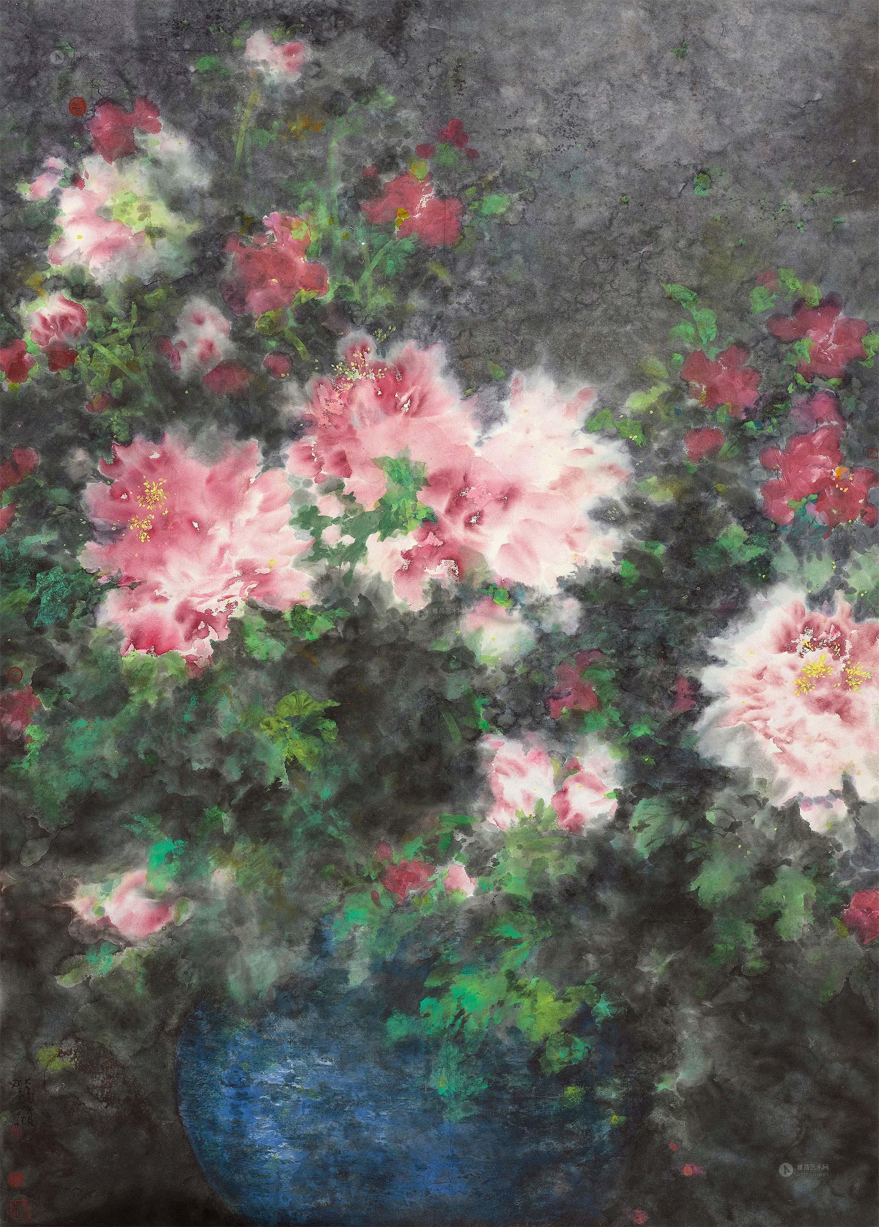 【《花开富贵》 镜框 设色纸本】拍卖品_图片_价格_鉴赏_绘画_雅昌