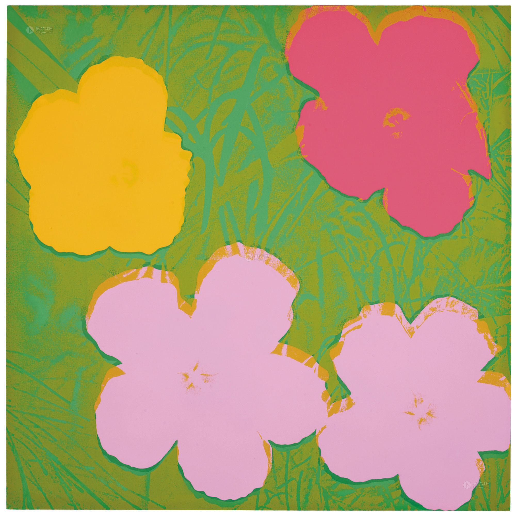 花: 一版 彩色丝网印刷 织纹纸】拍卖品_图片_价格_鉴赏_版画_雅昌