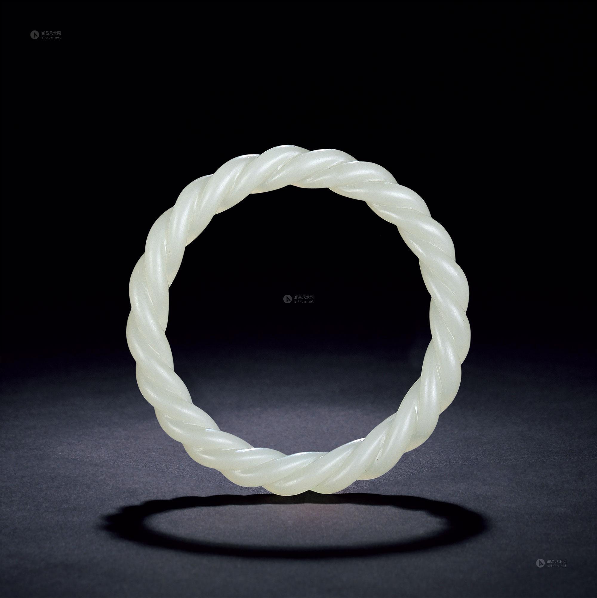 0617清乾隆白玉雕绳纹镯