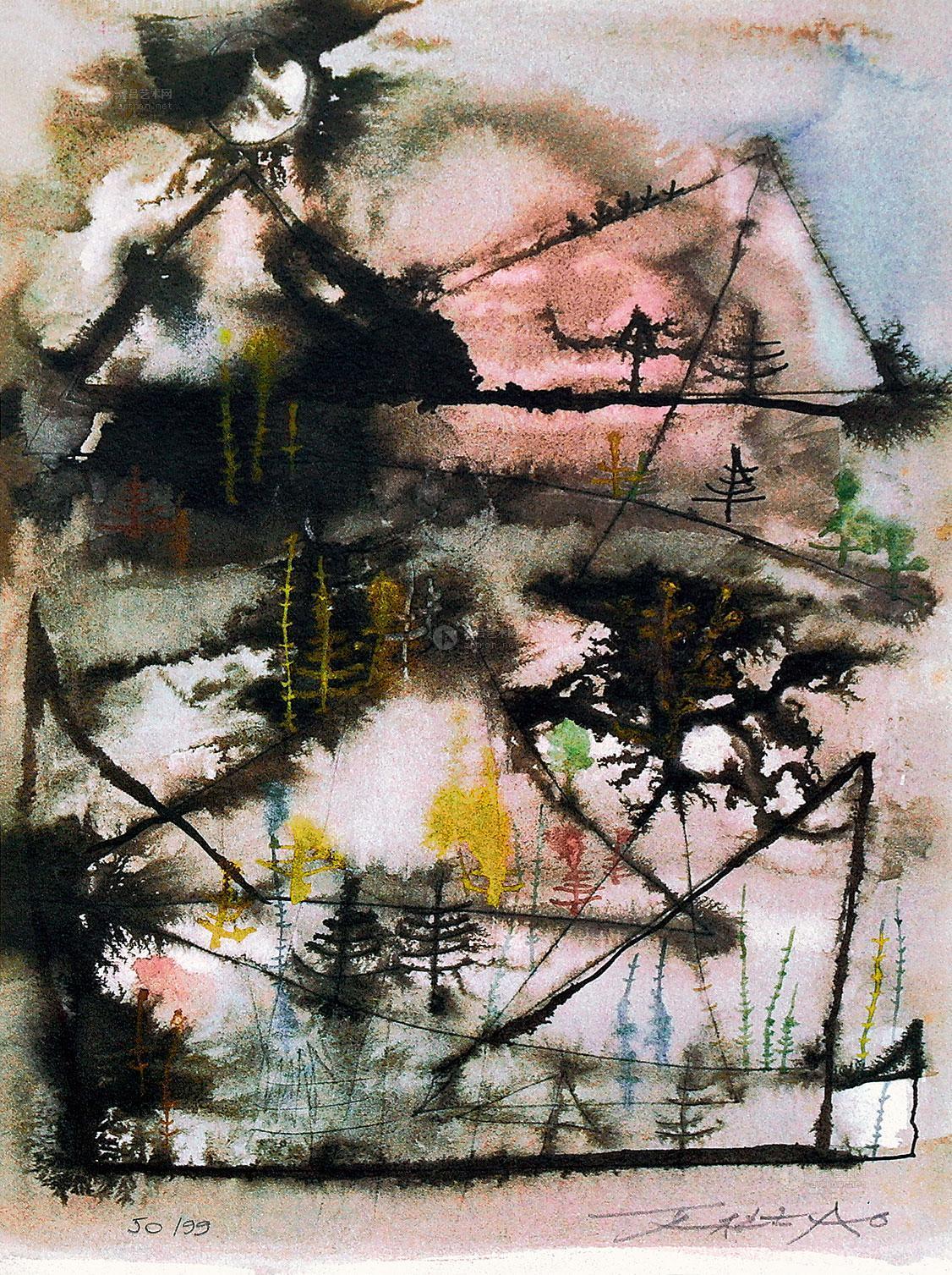 02612006年作迷蒙山岳丝网版画