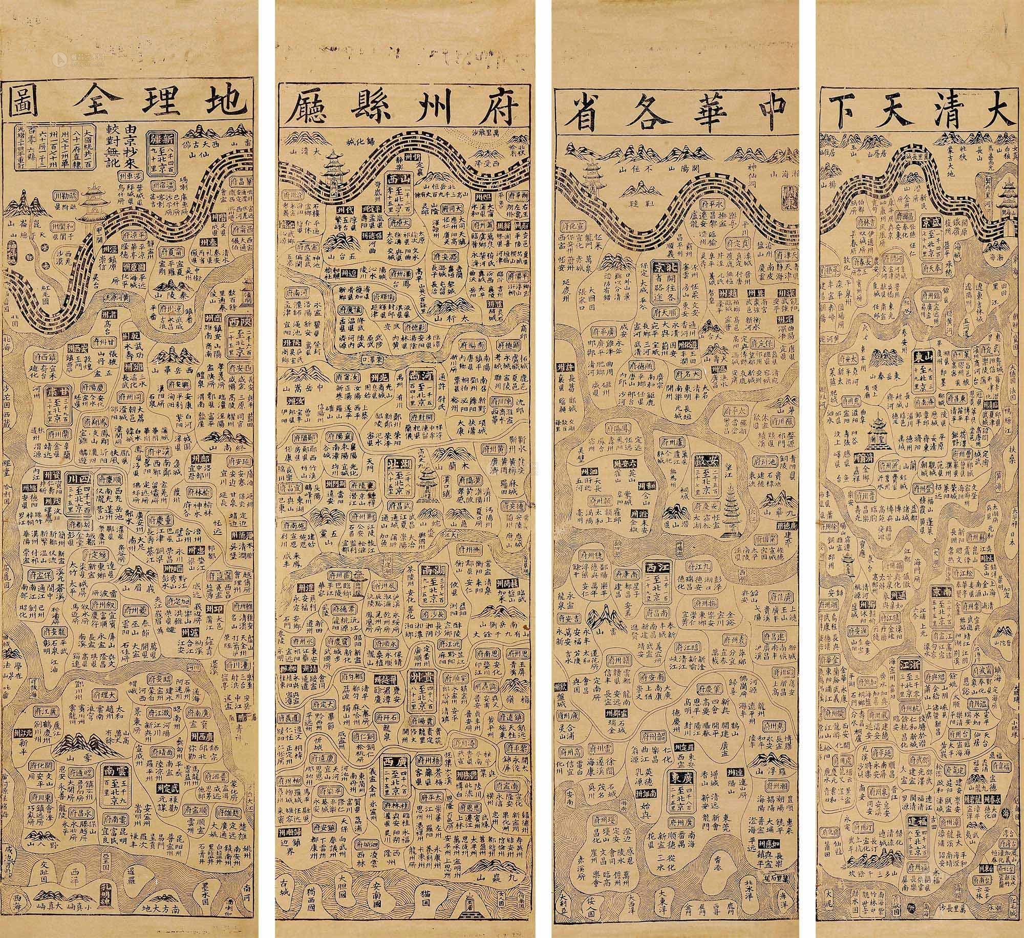 2515大清天下中华各省府州县万地理全图
