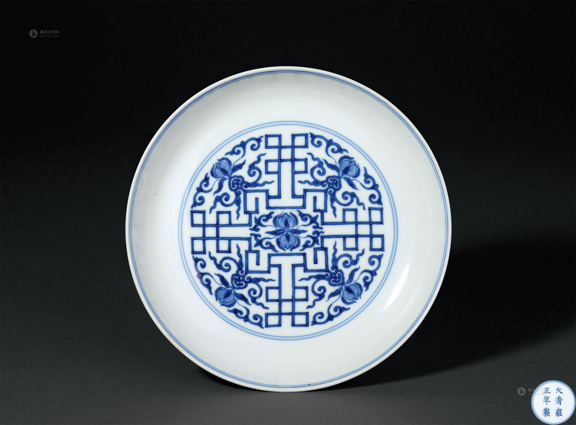 0638清雍正青花锦桃纹盘