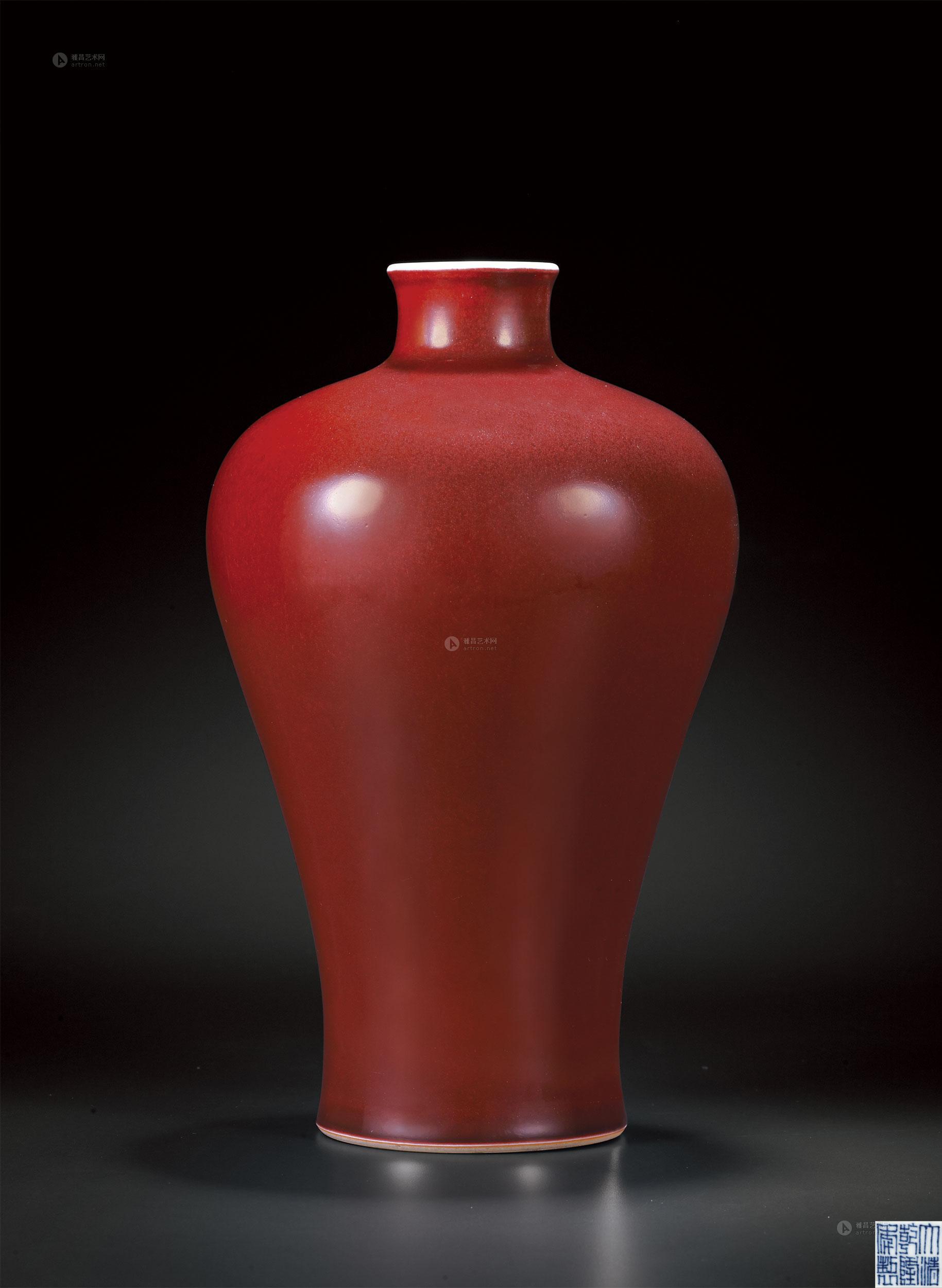 0063清乾隆霁红釉梅瓶