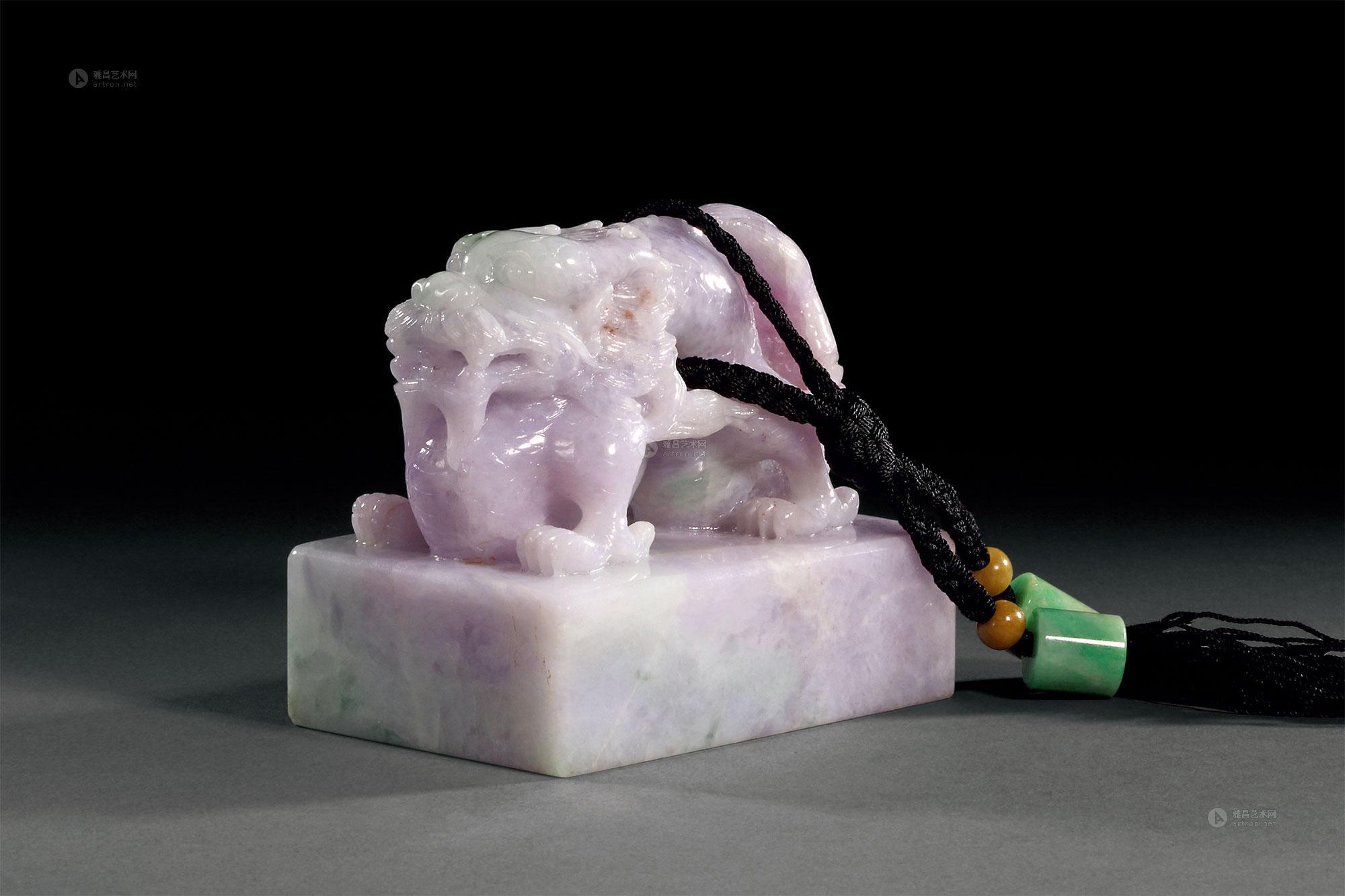 0569 翡翠糯冰种龙钮玉玺