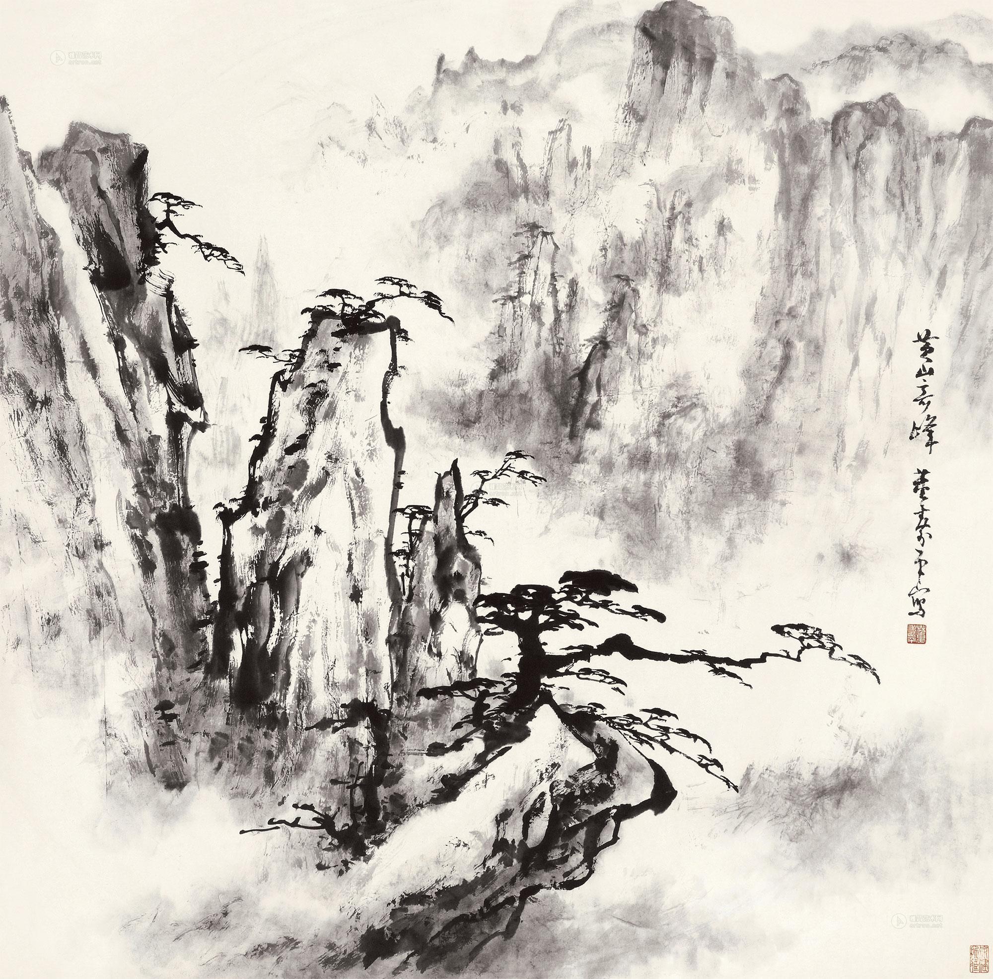 1064黄山奇峰立轴水墨纸本