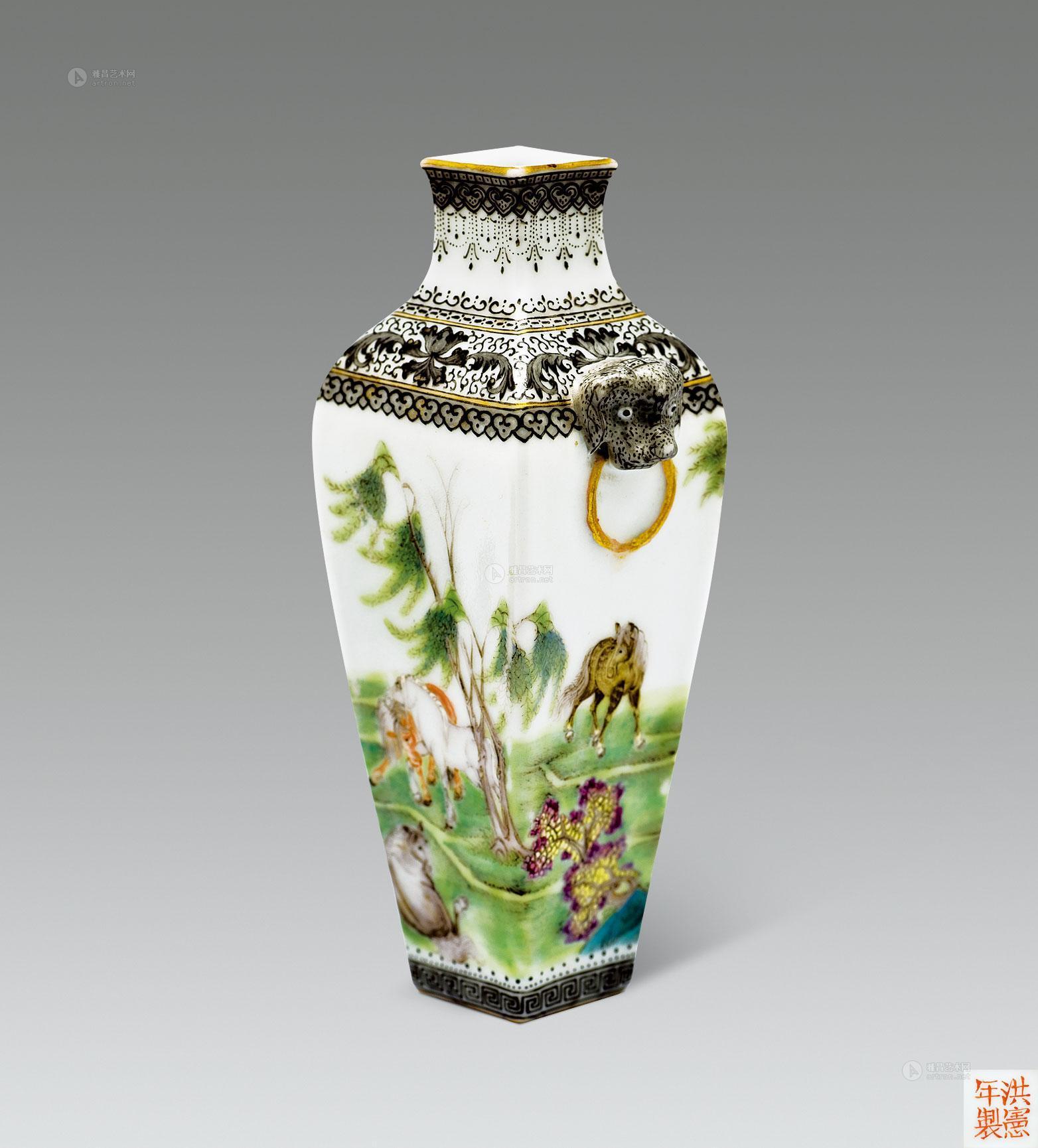 【民国 粉彩走兽四方瓶】拍卖品_图片_价格_鉴赏_民国瓷器_雅昌艺术品