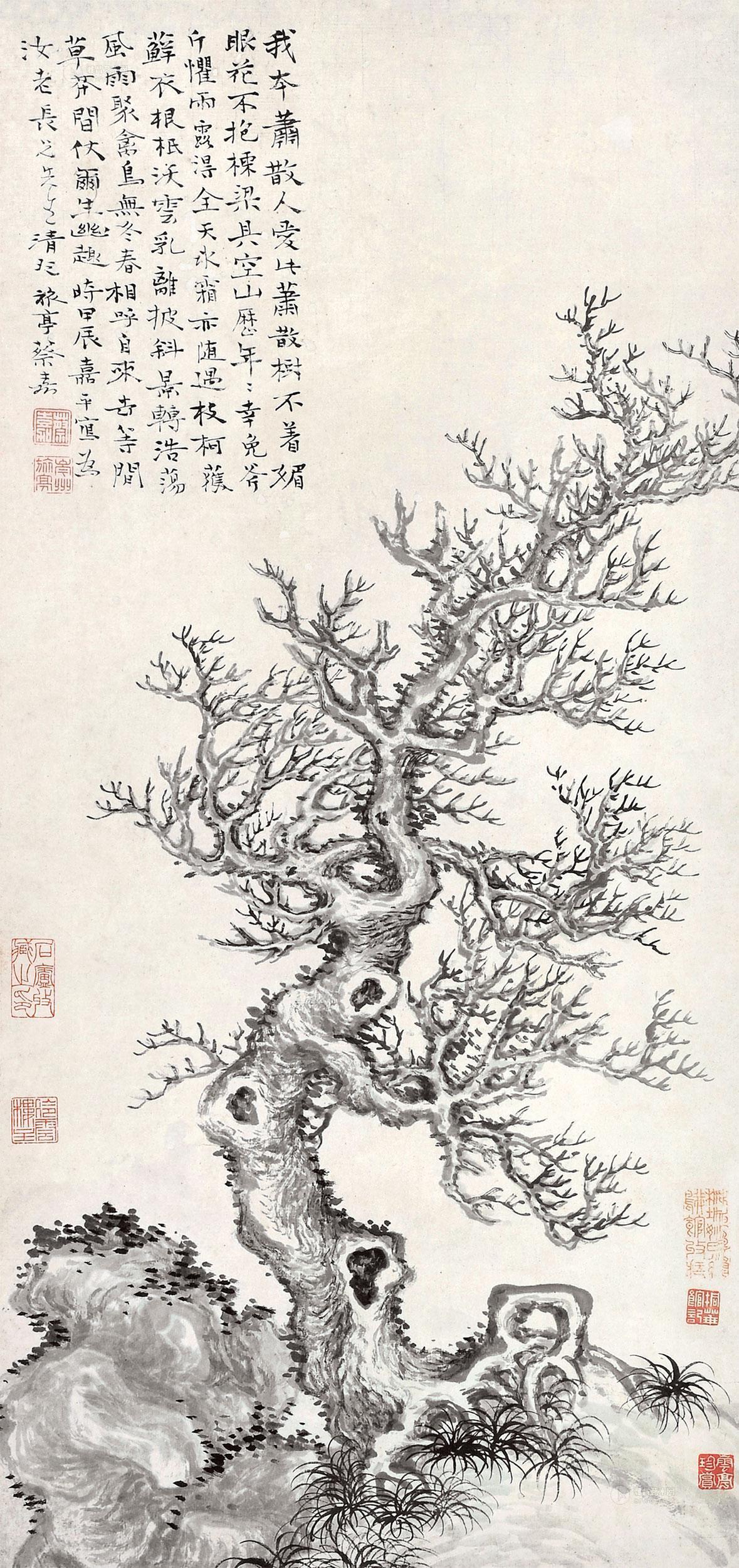 0352枯木逢春立轴水墨纸本