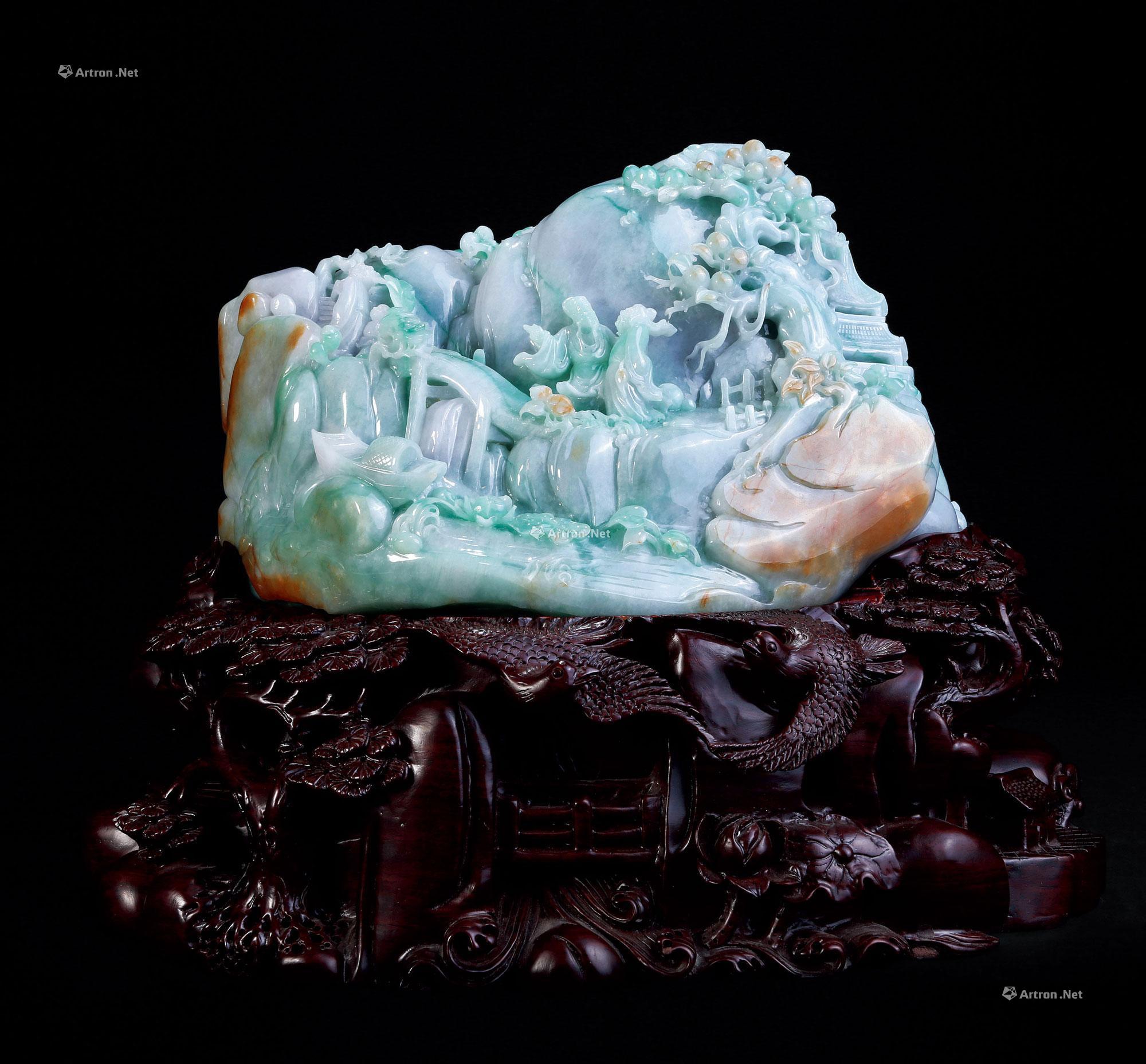 1168翡翠雕山水人物摆件