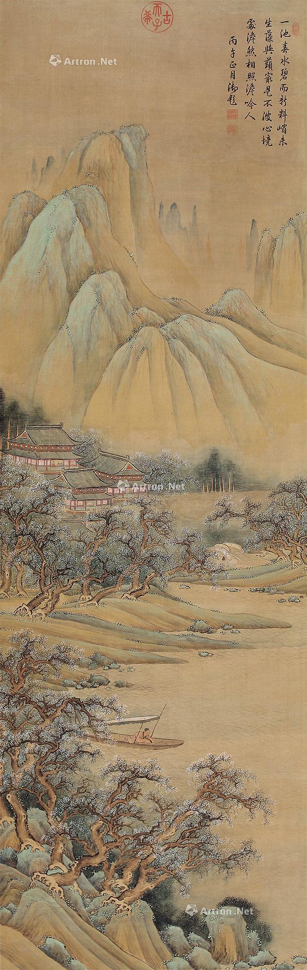 1266春山垂钓图立轴设色绢本