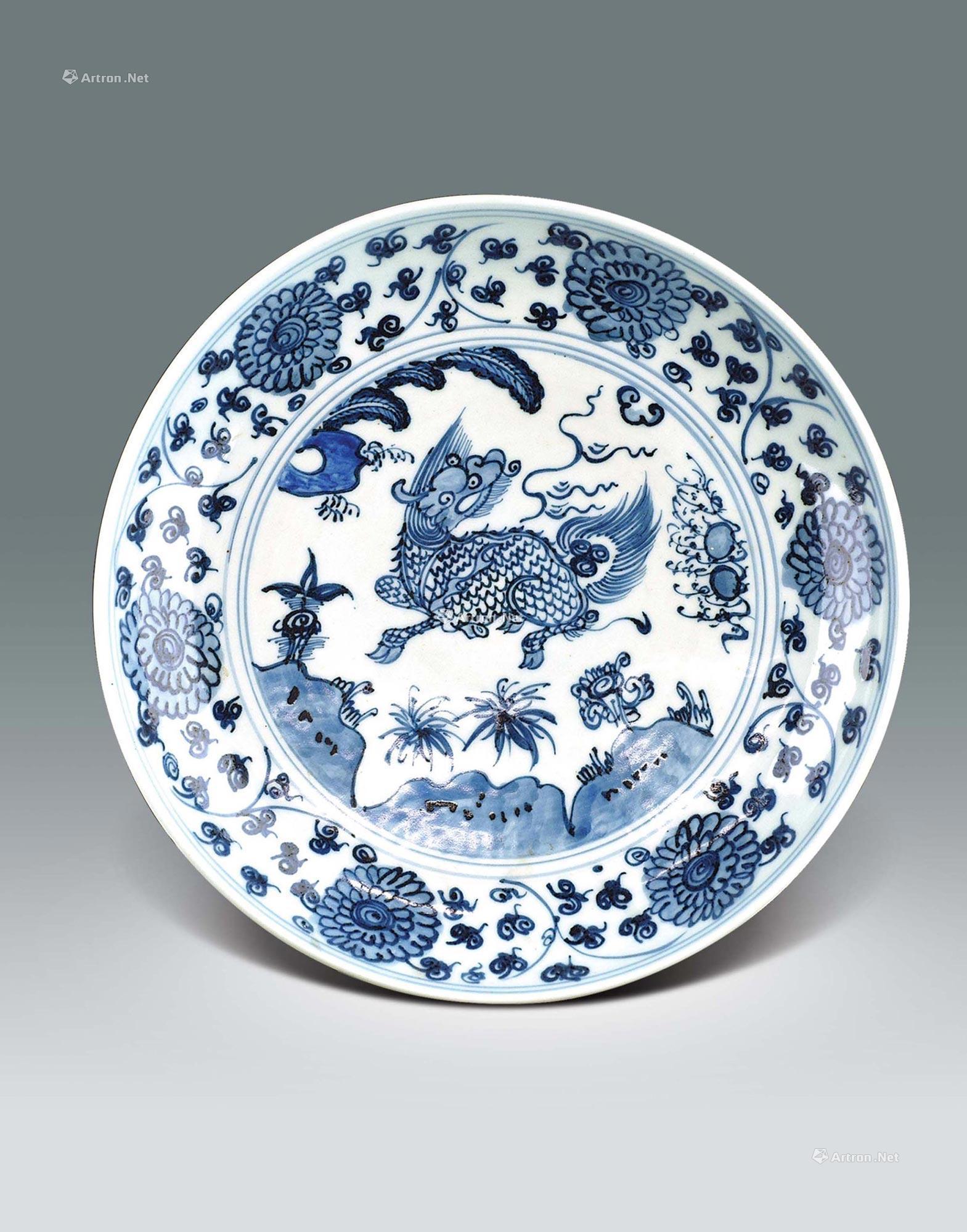 【明 青花麒麟纹盘】拍卖品_图片_价格_鉴赏_明代青花瓷器_雅昌艺术品