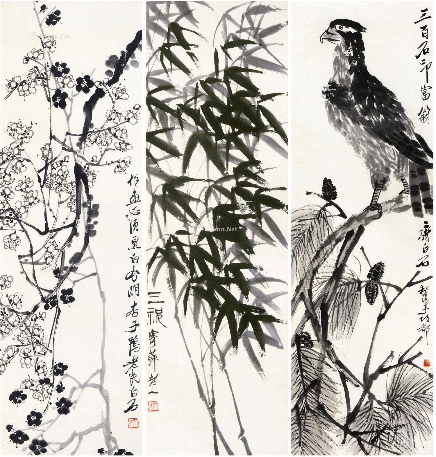 【松竹梅三祝图 立轴 水墨纸本】拍卖品_图片_价格_鉴赏_绘画_雅昌艺术品拍卖网