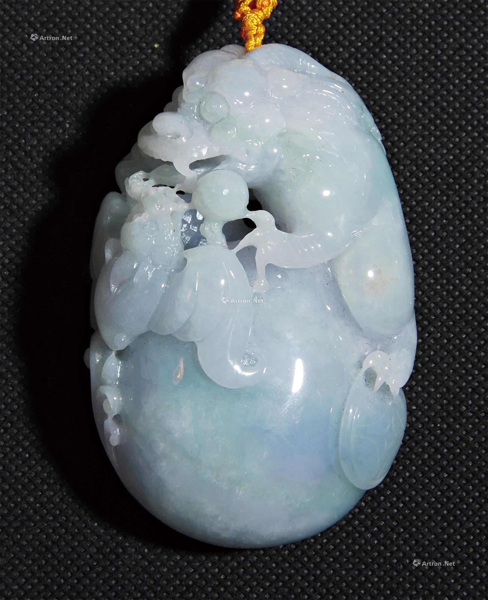 1363翡翠福寿双全手把件