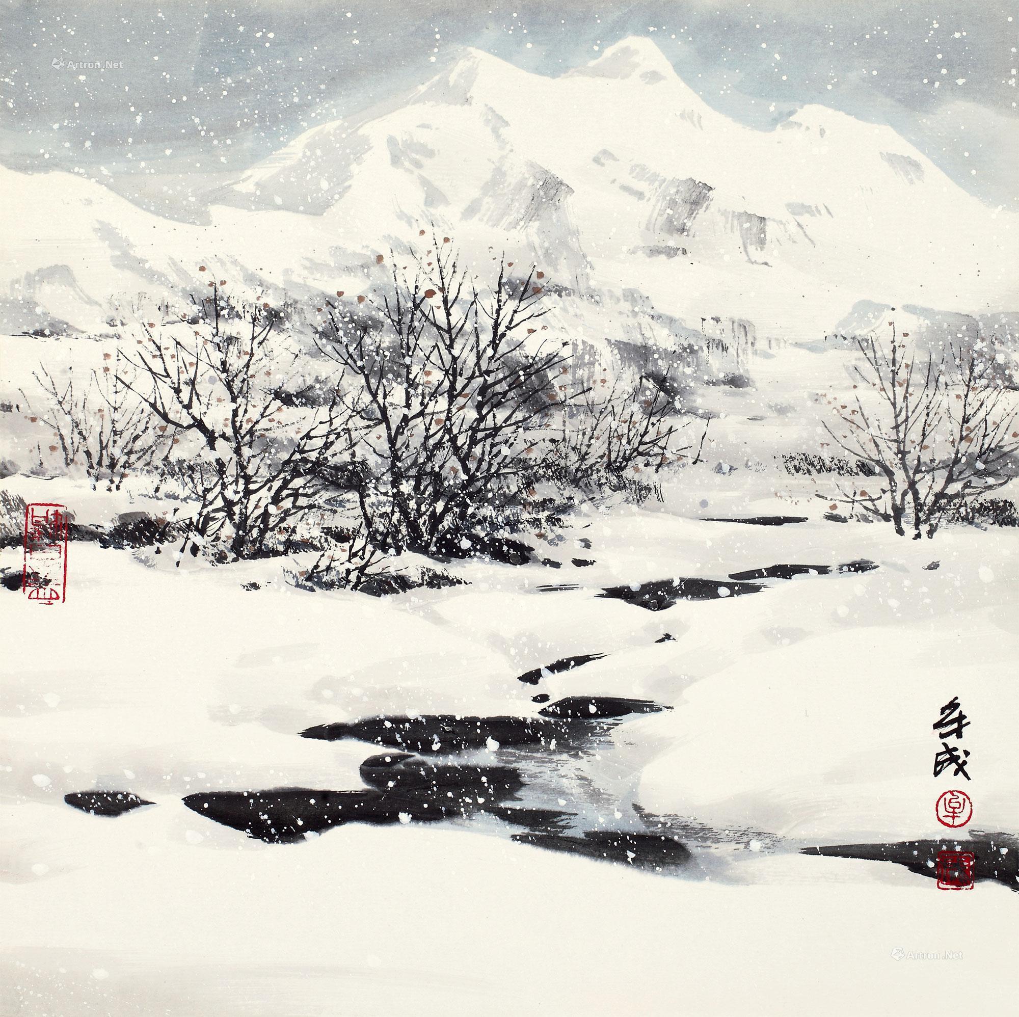 国画雪景作品欣赏图片