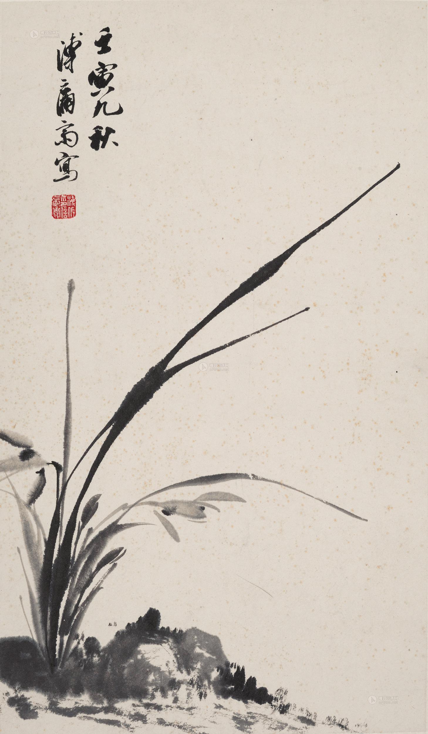 01091962年作兰花镜片设色纸本