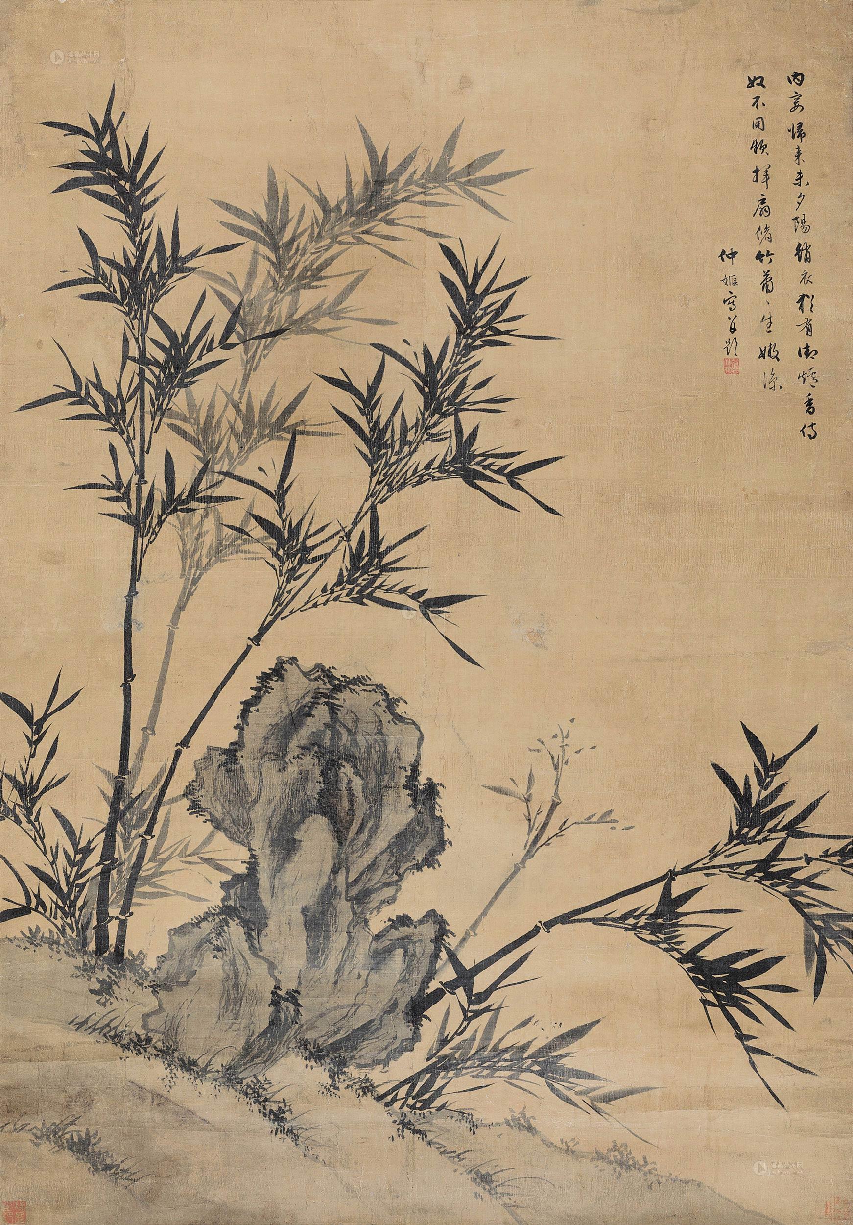 *2197 墨竹 立轴 绢本