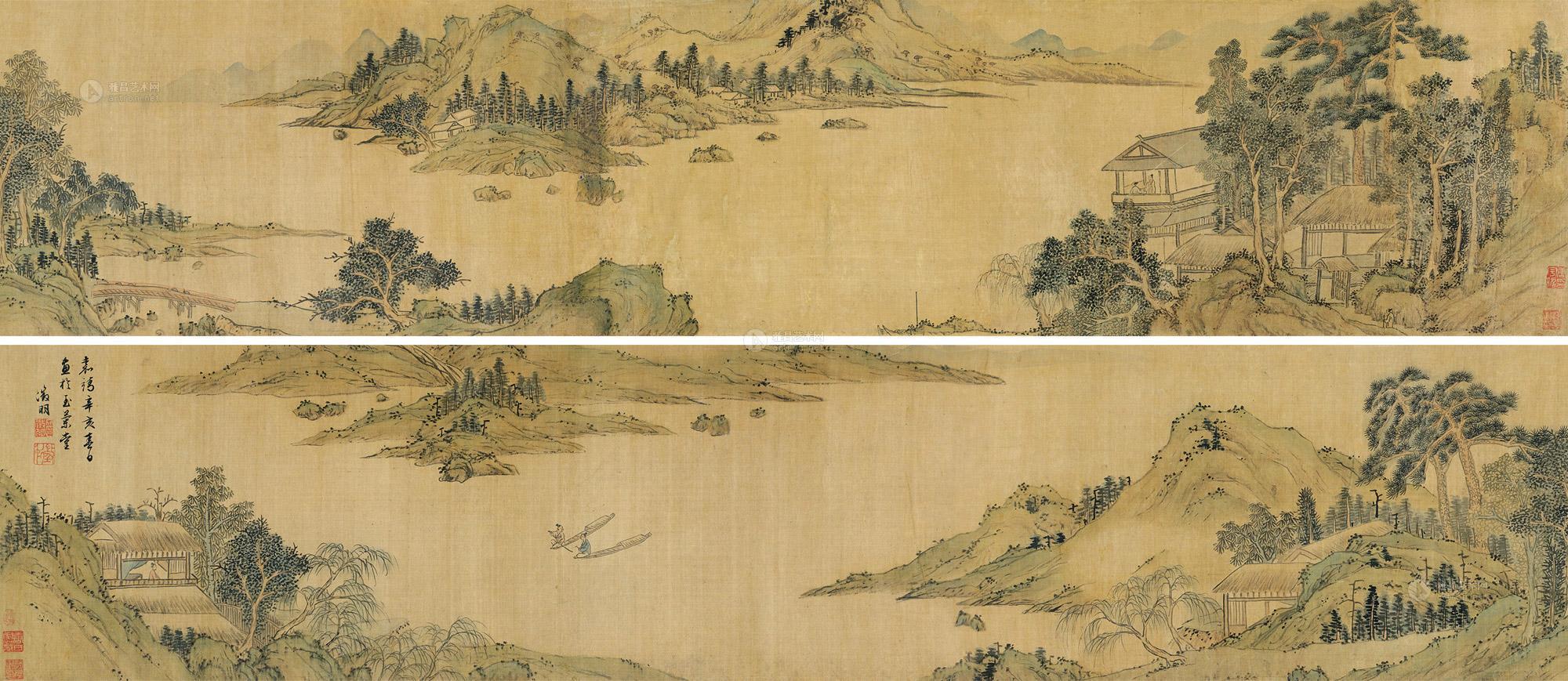 0260 春山会友图 手卷 设色绢本