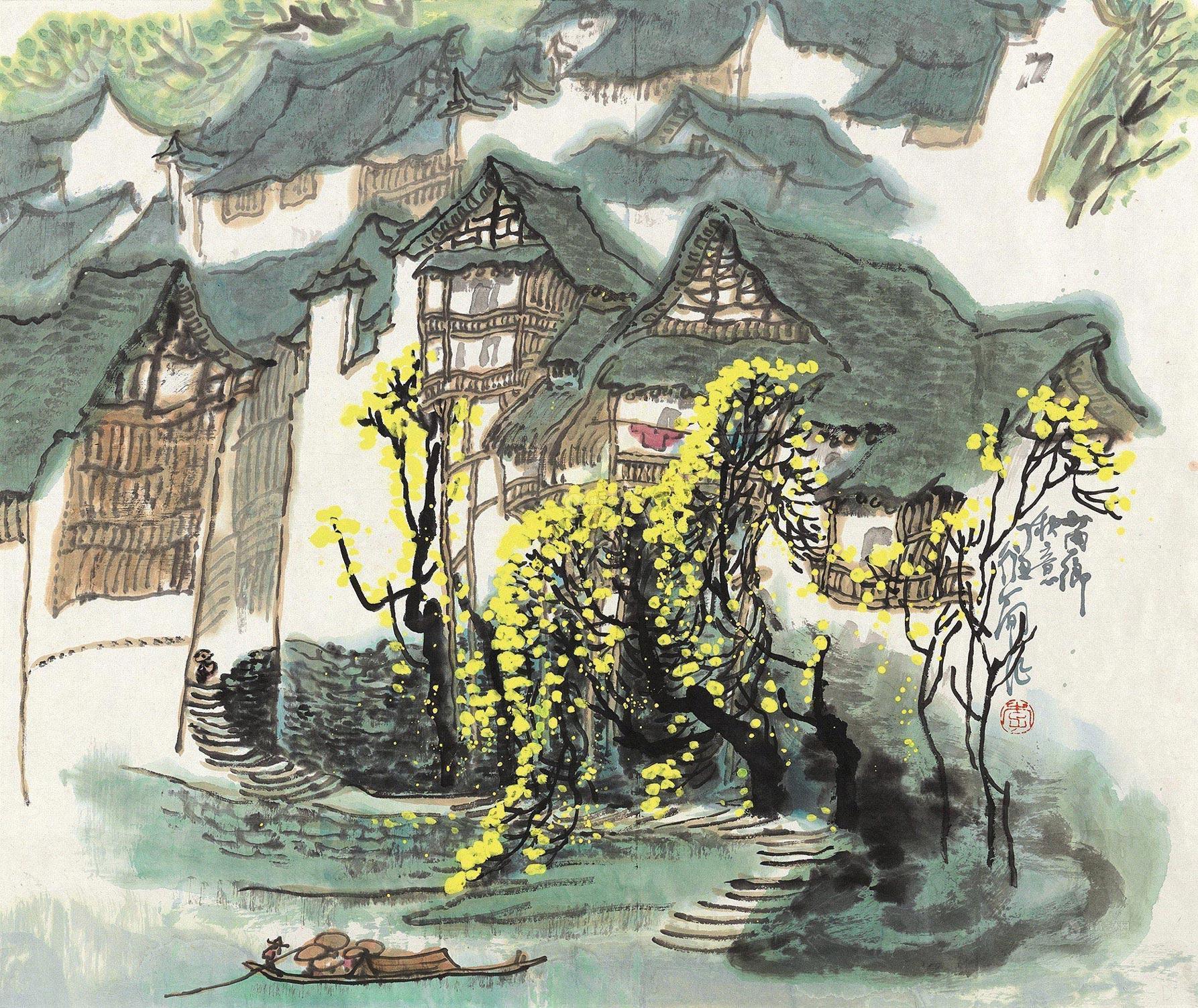 【1997年作 苗乡秋意 镜心 设色纸本】拍卖品_图片_价格_鉴赏_绘画