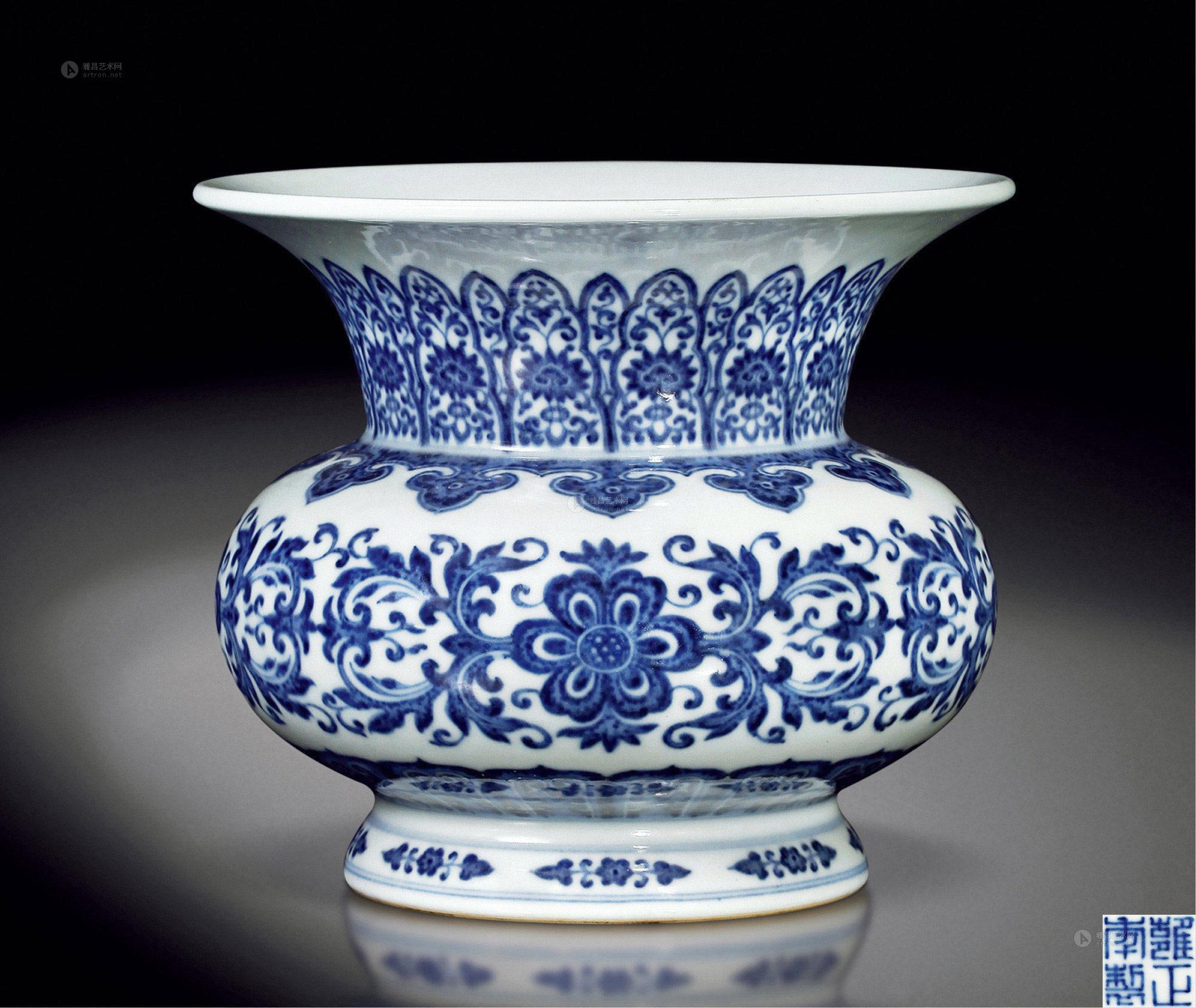 【清·雍正 青花花卉纹吐盂】拍卖品_图片_价格_鉴赏_清代青花瓷器