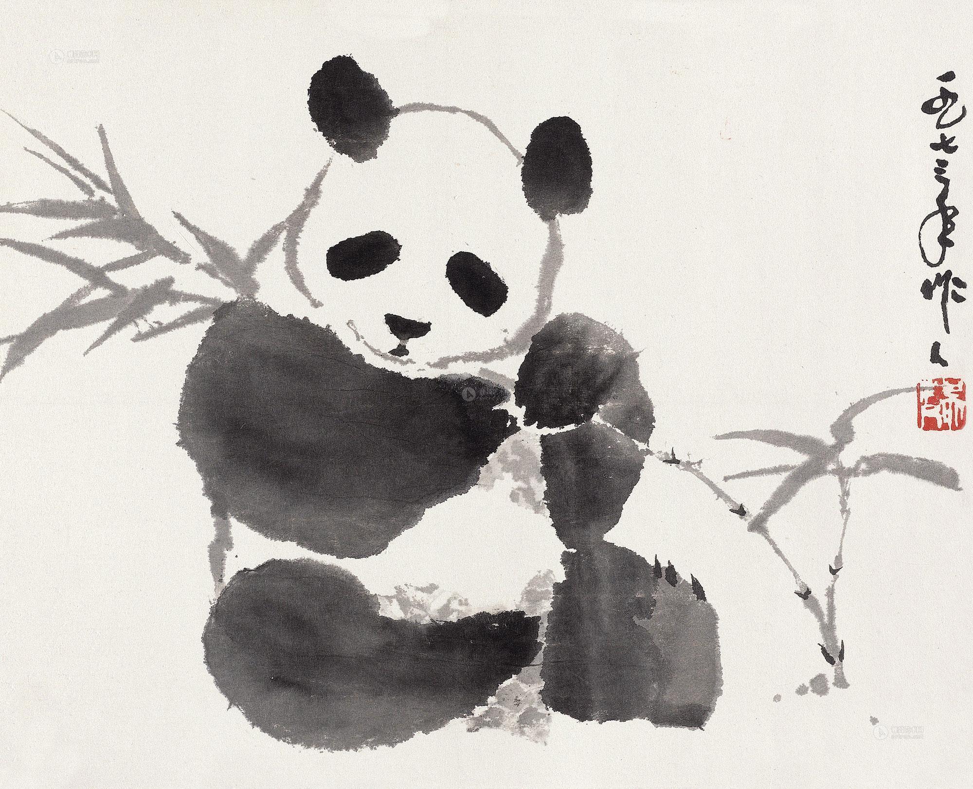 简单国画熊猫图片