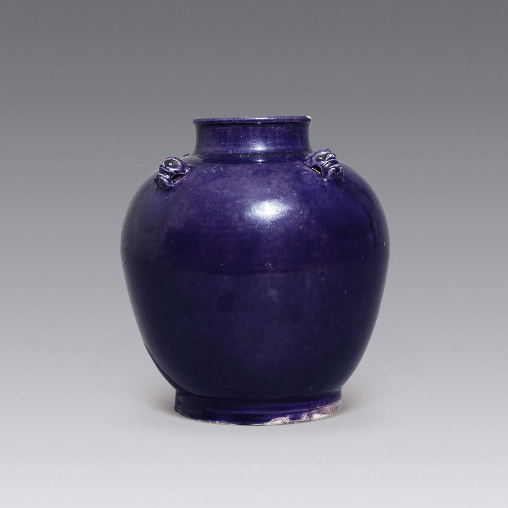 0476 清康熙 茄皮紫四系罐