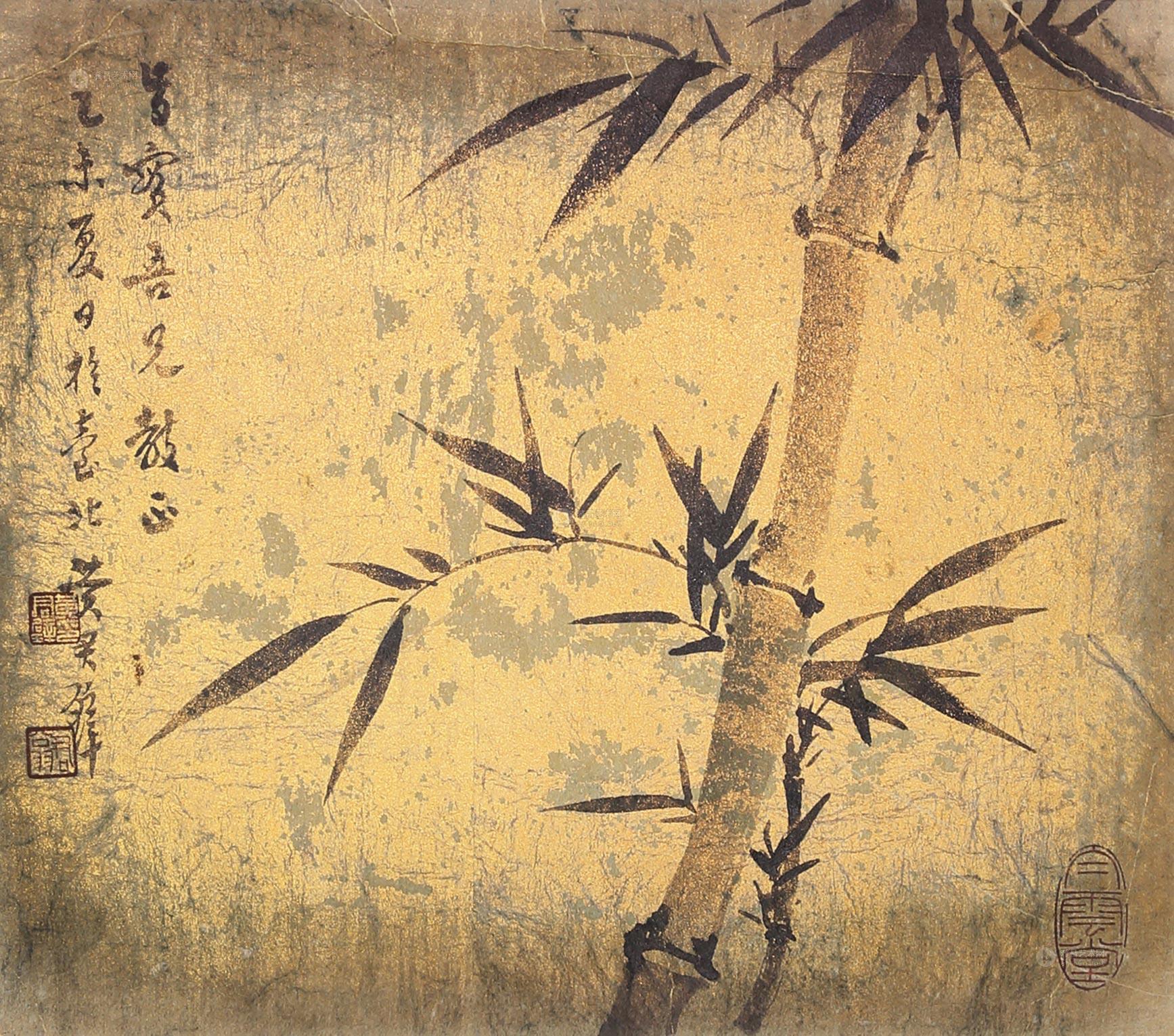 0107 竹子 镜片 水墨日本