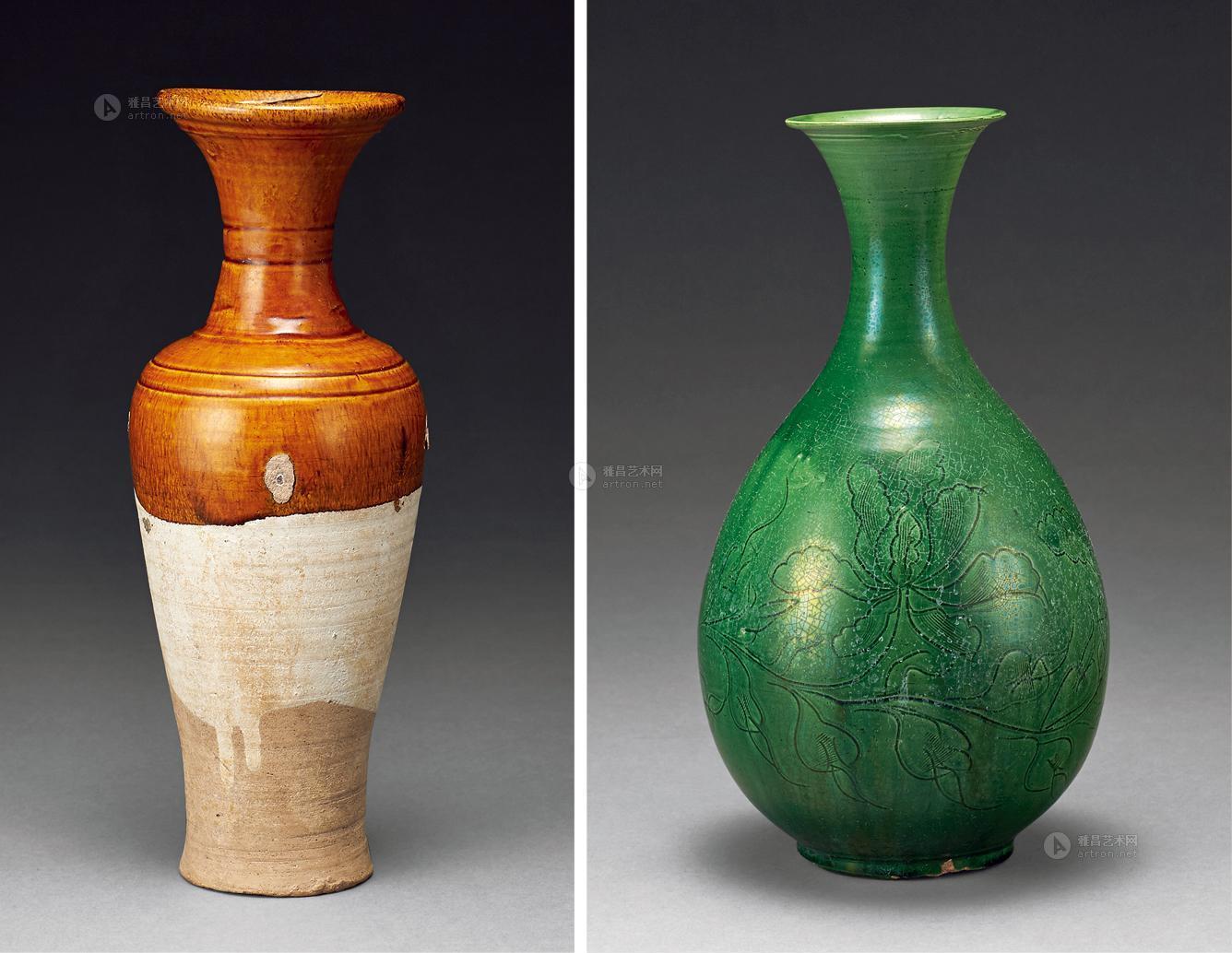 1692 唐 黄釉花瓶等 (二件)